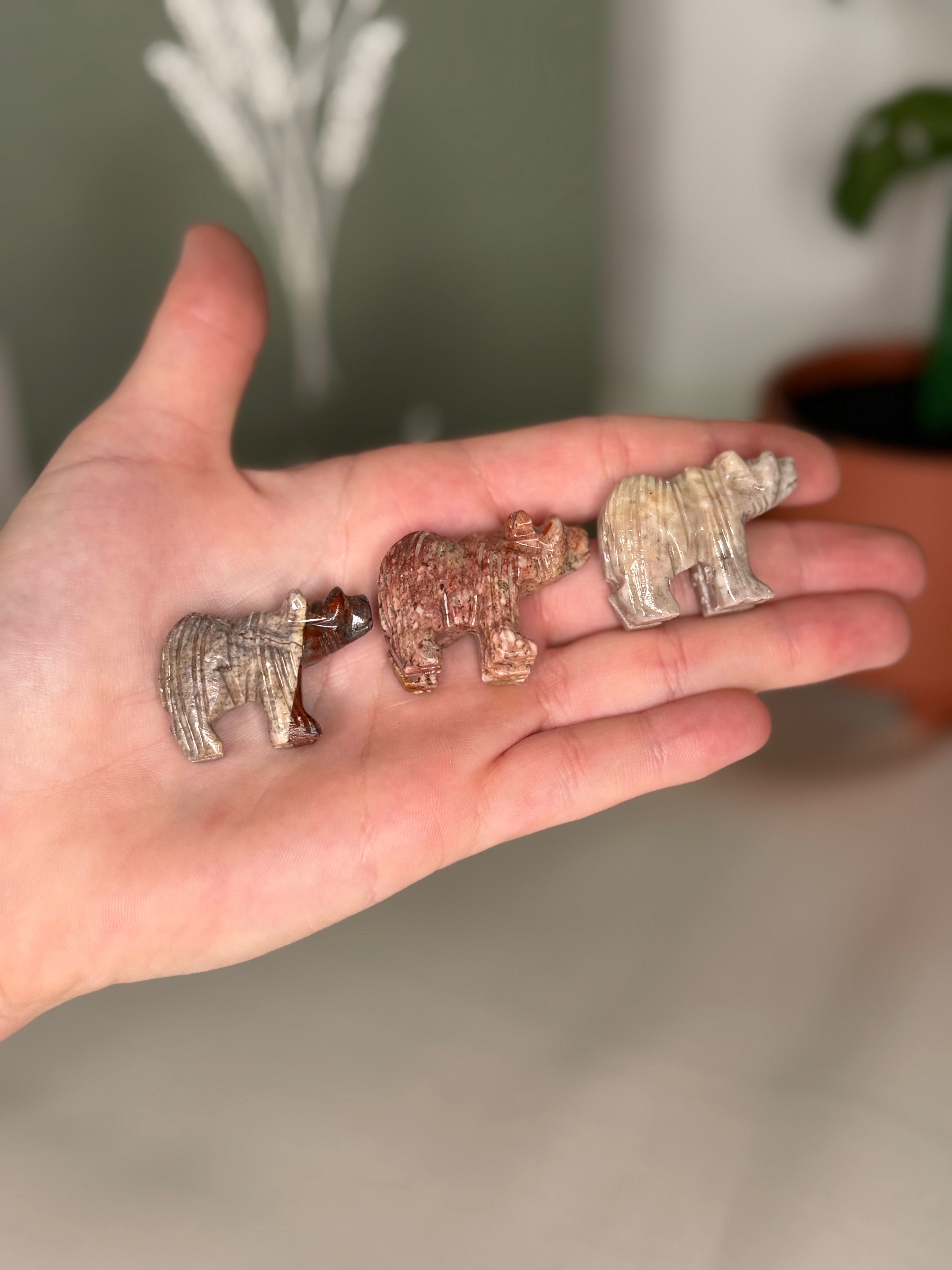 Soapstone animal carvings