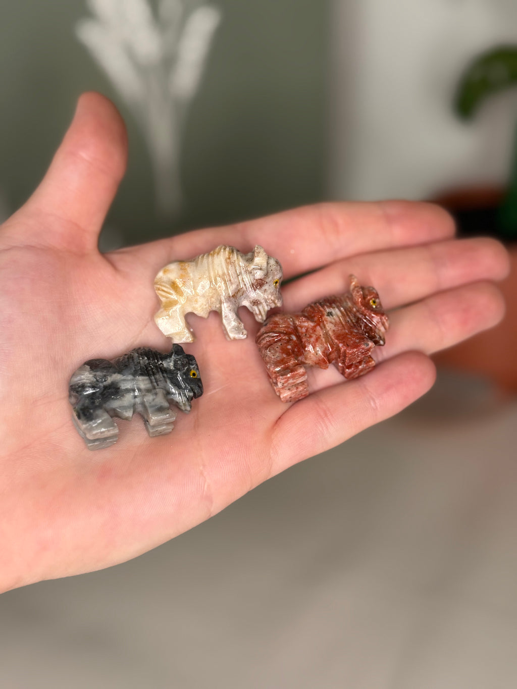 Soapstone animal carvings