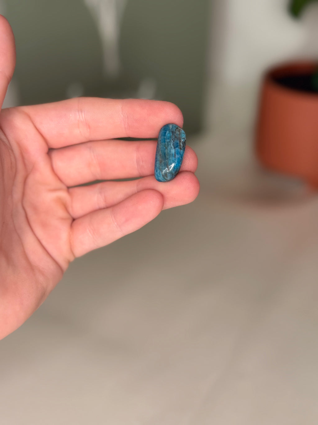Small blue apatite tumble