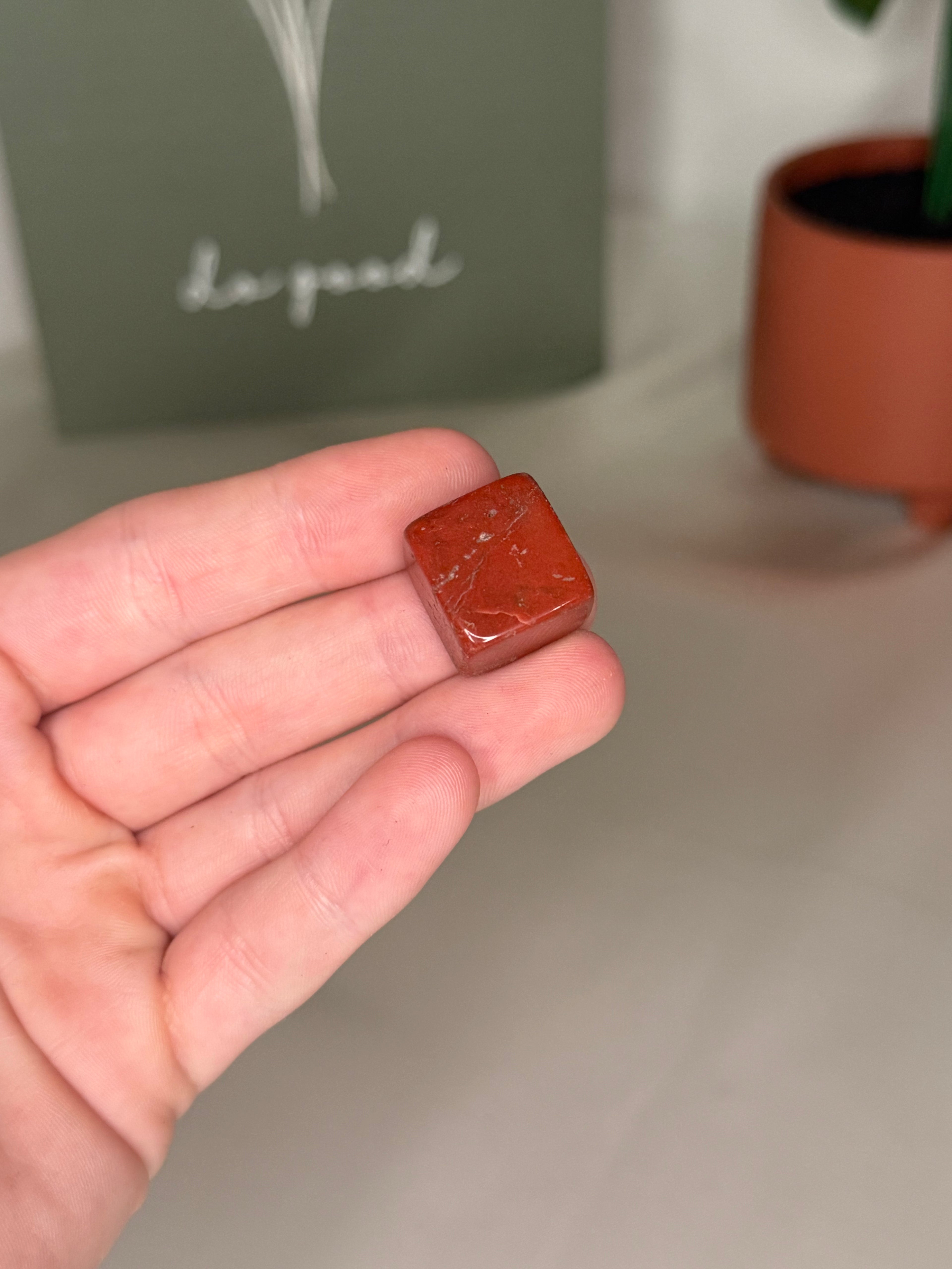 Red jasper cube