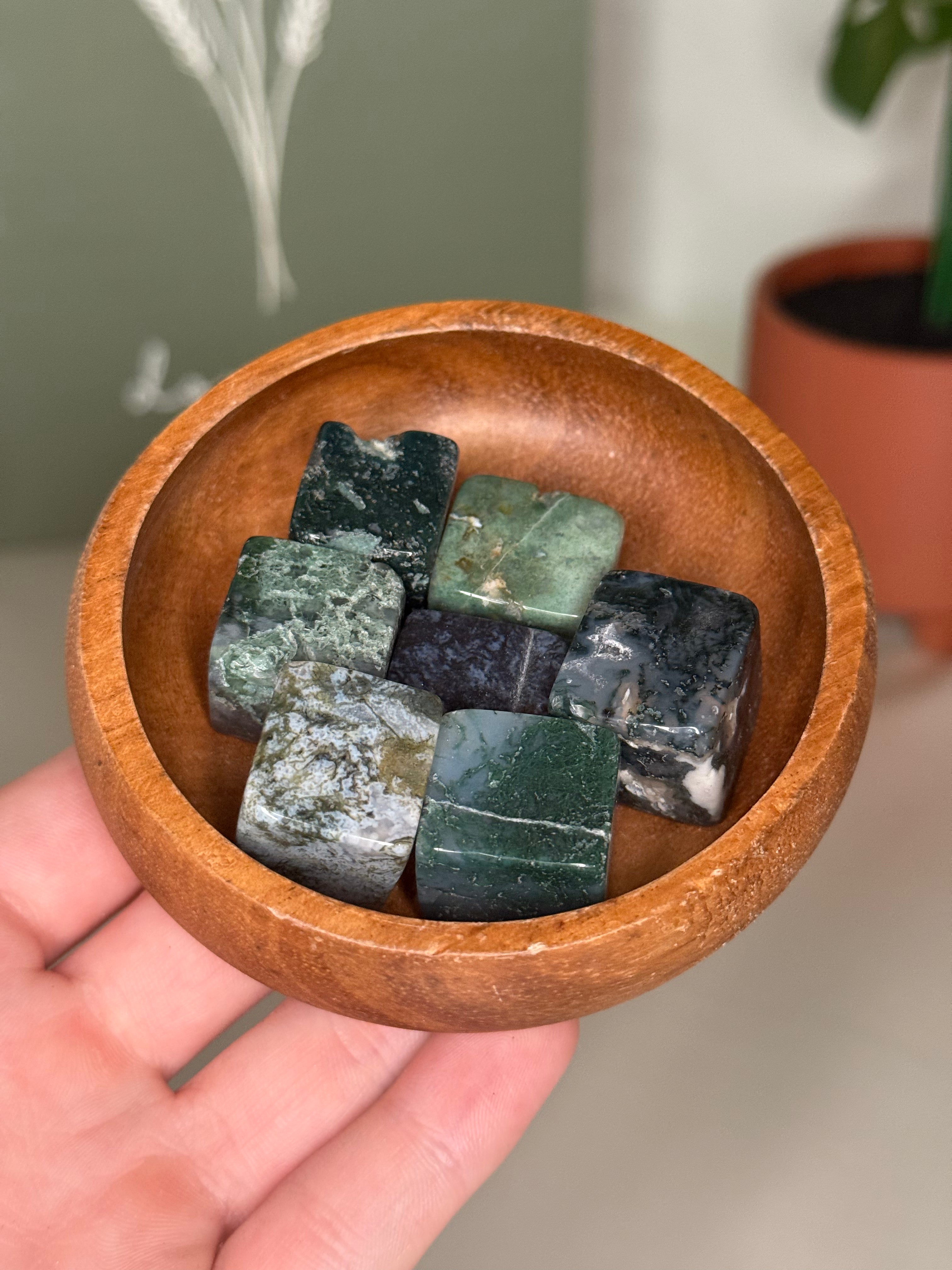 Moss agate cube