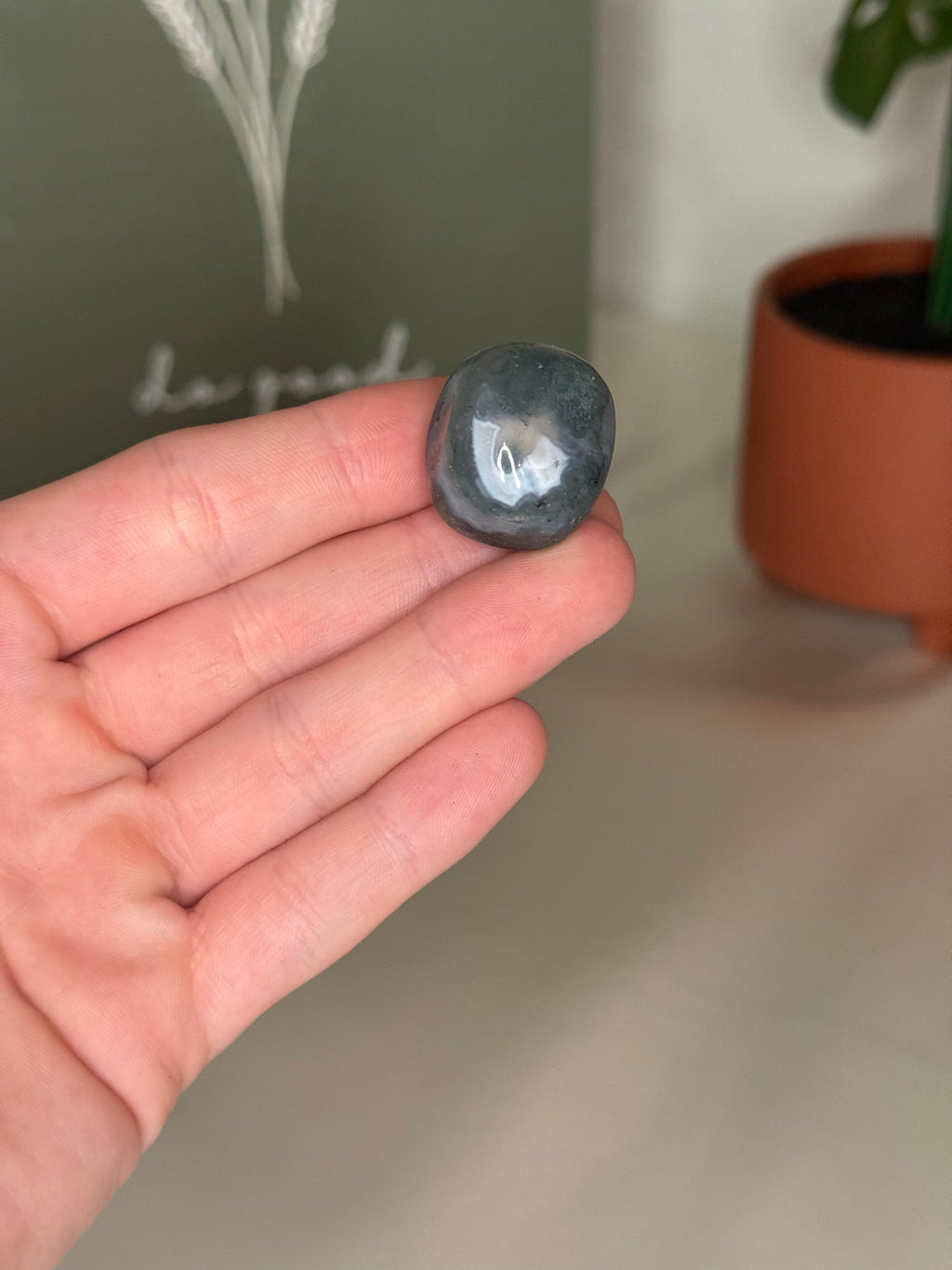 Moss agate tumble