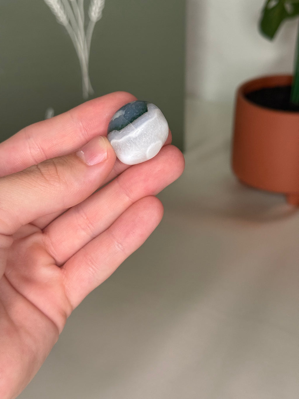 Moss agate tumble