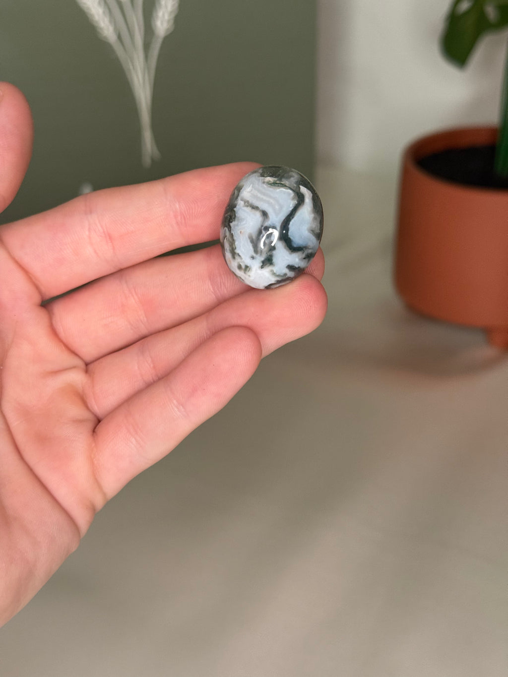 Moss agate tumble