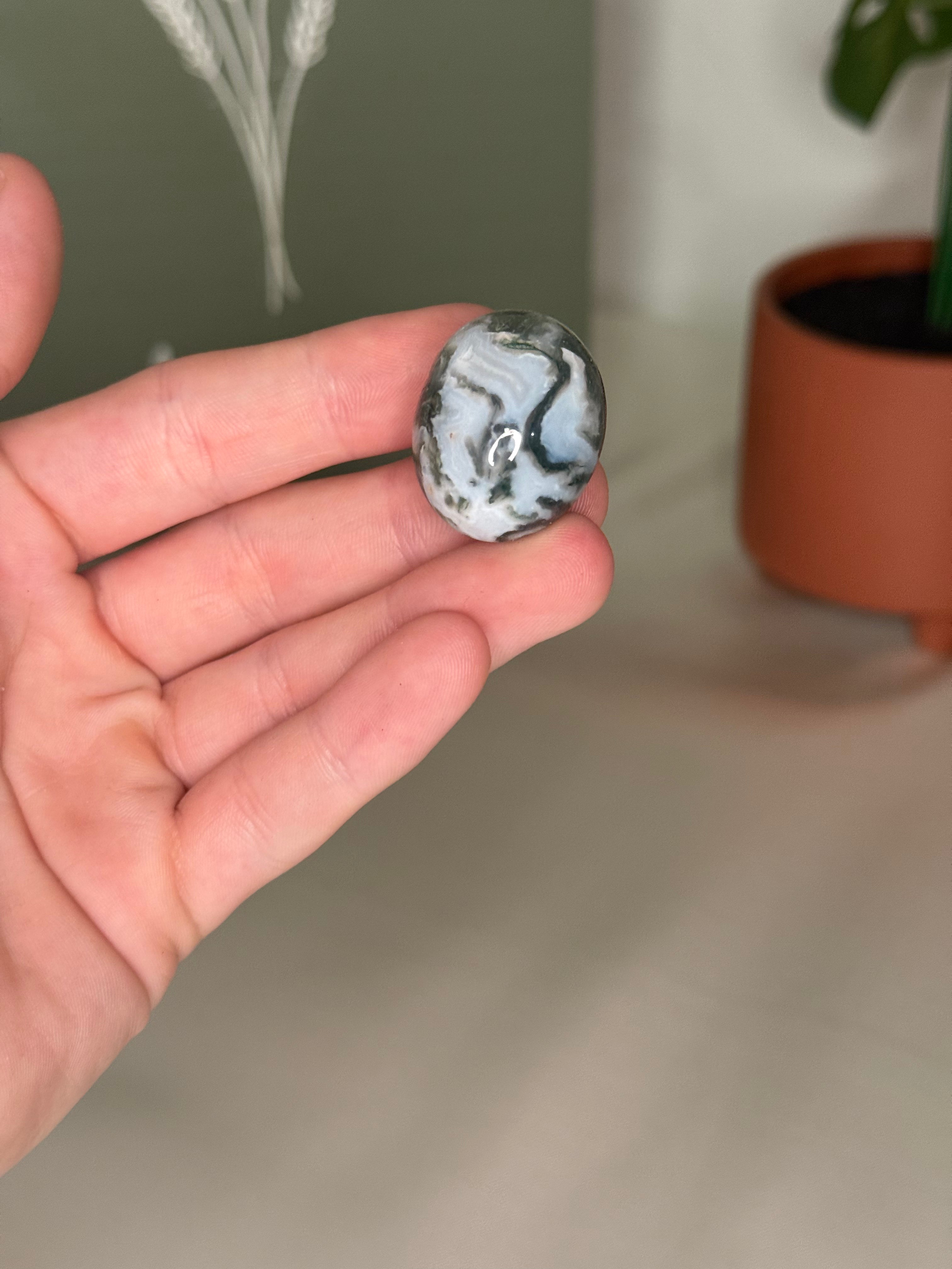 Moss agate tumble