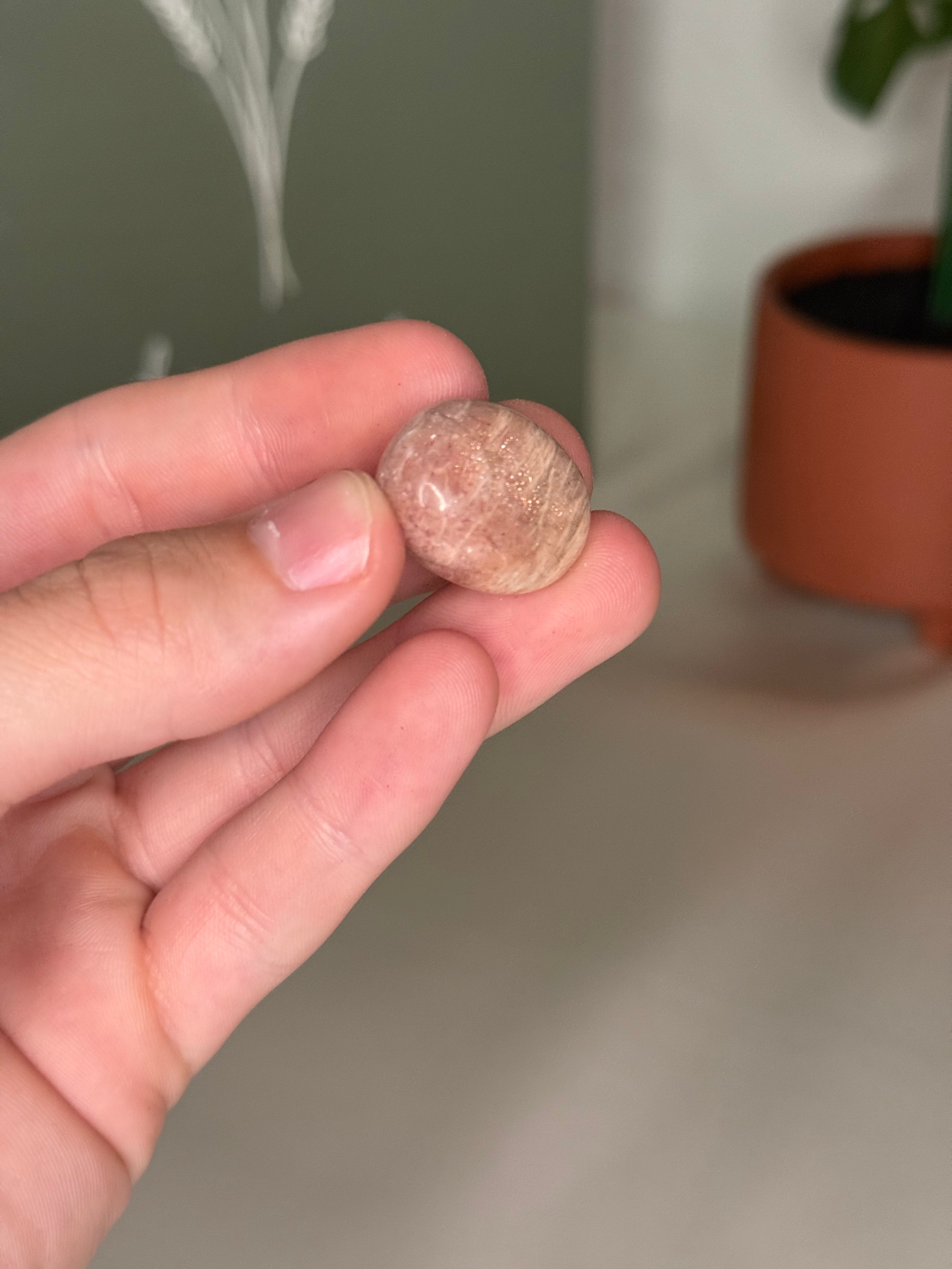 Peach moonstone with sunstone tumble