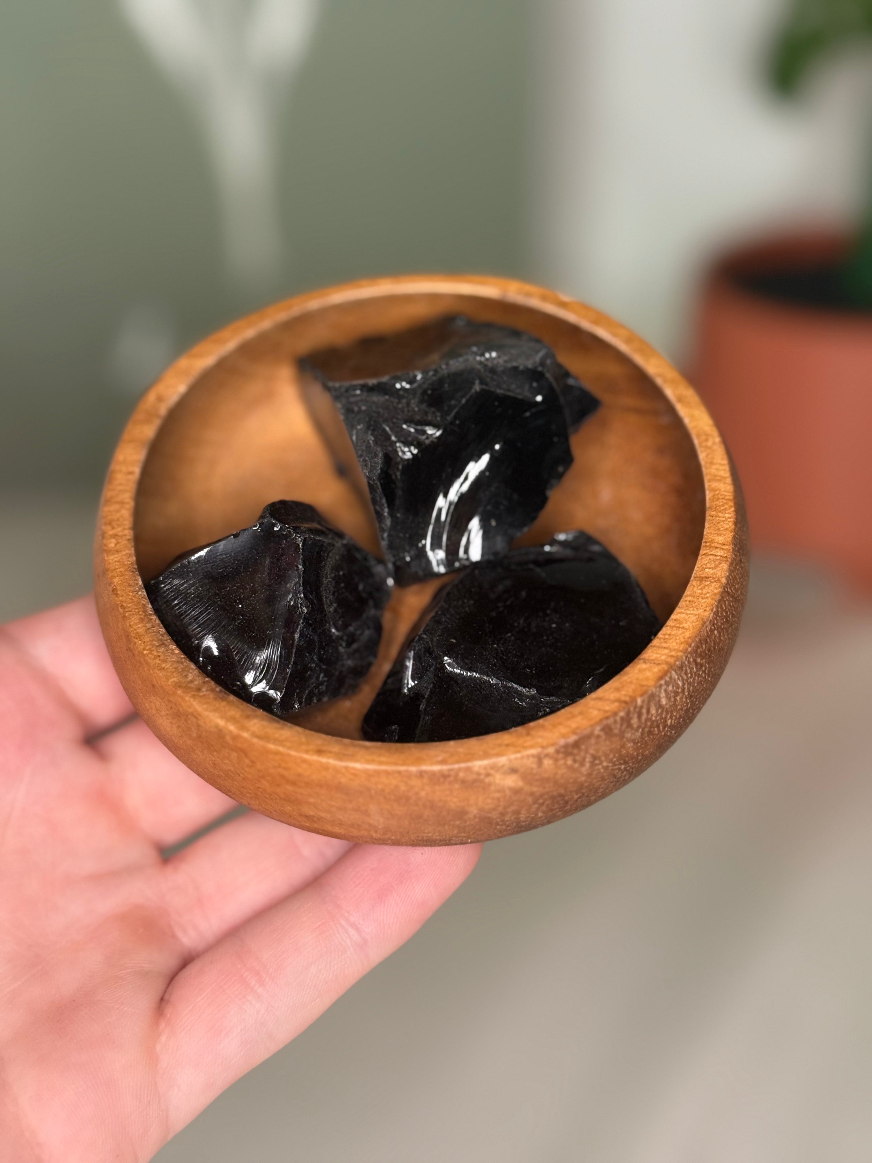 Raw black obsidian