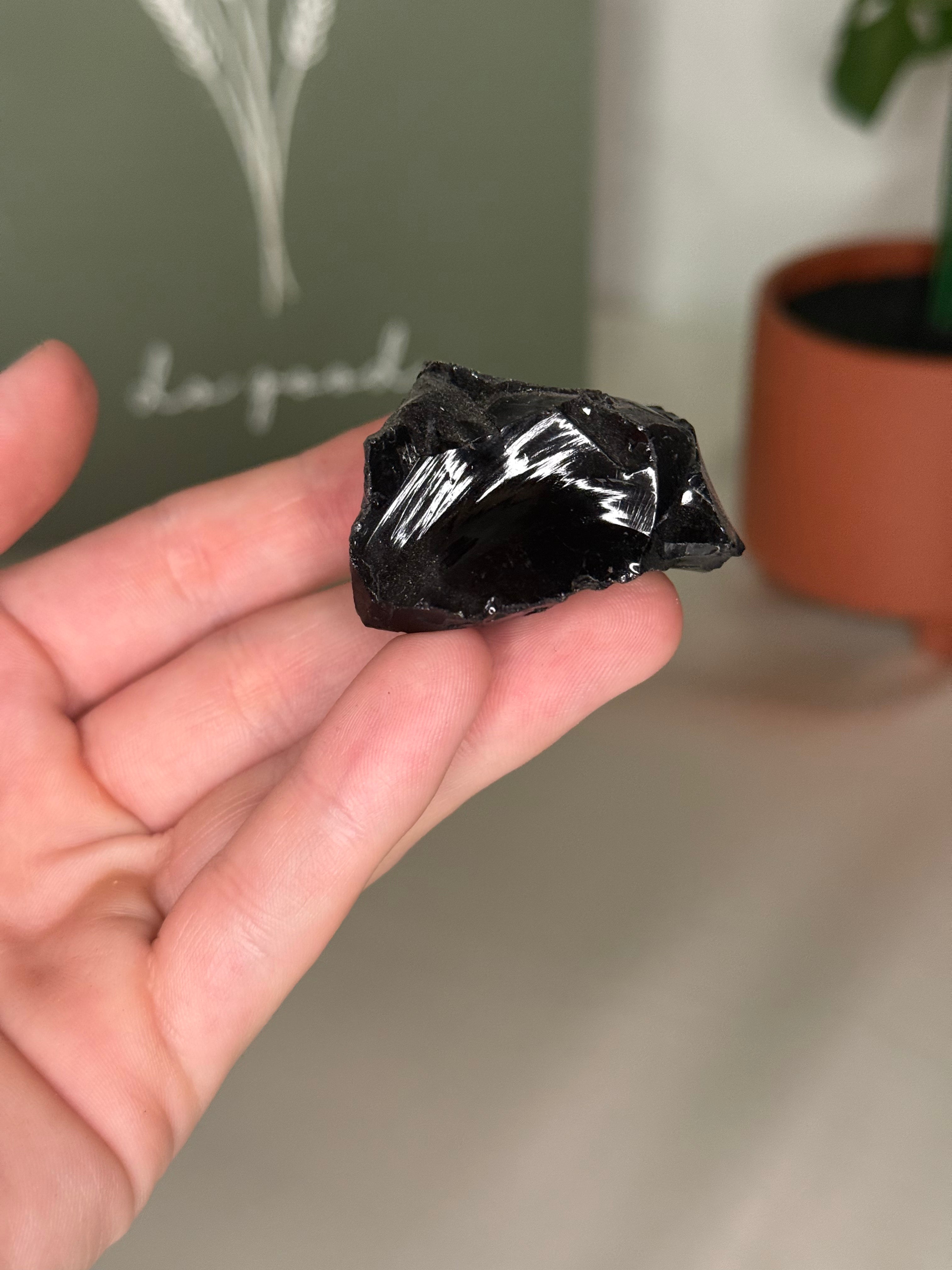 Raw black obsidian