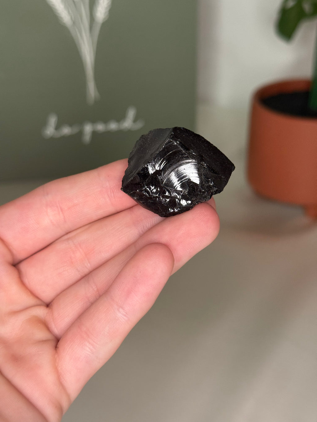 Raw black obsidian