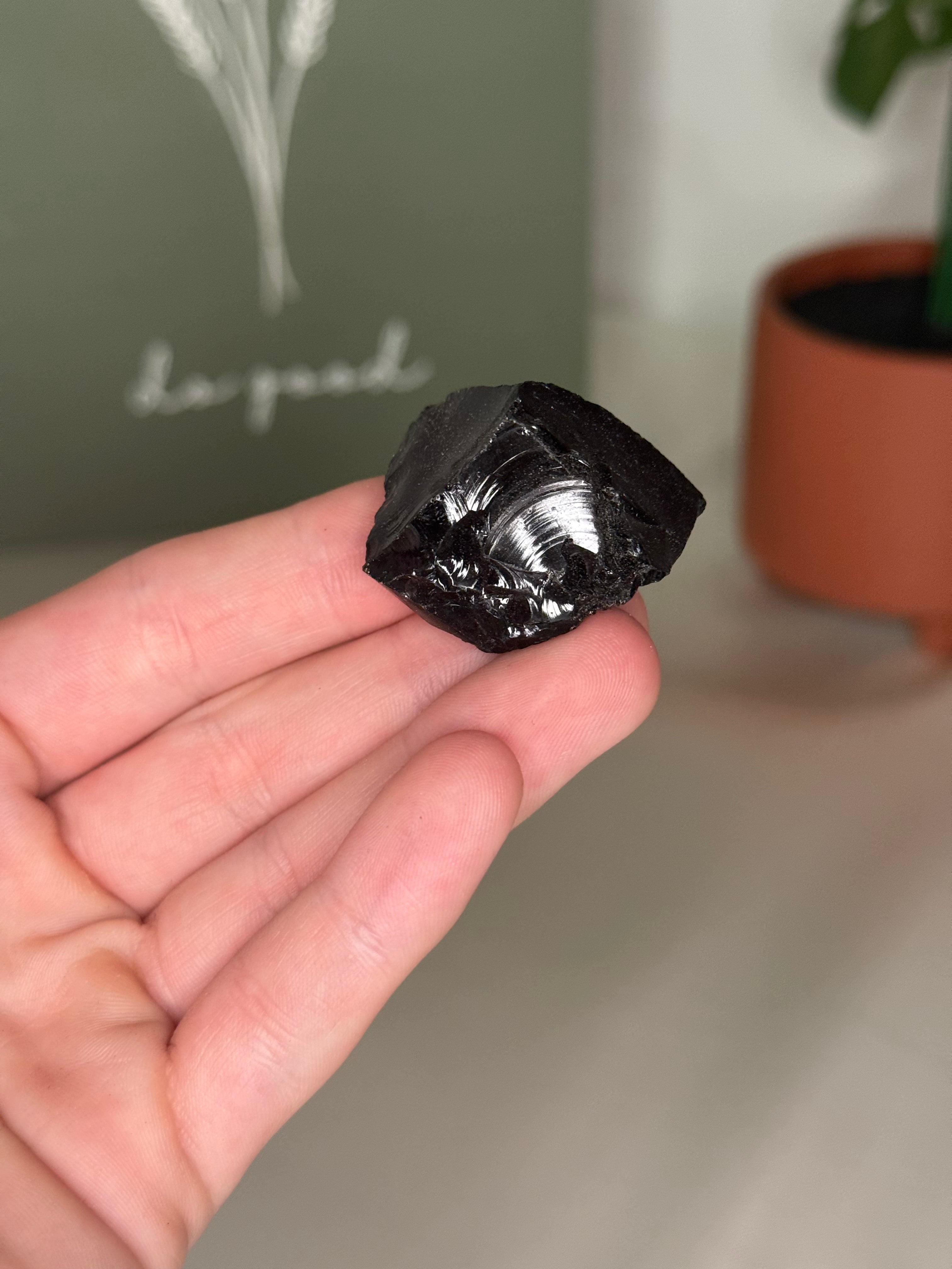 Raw black obsidian