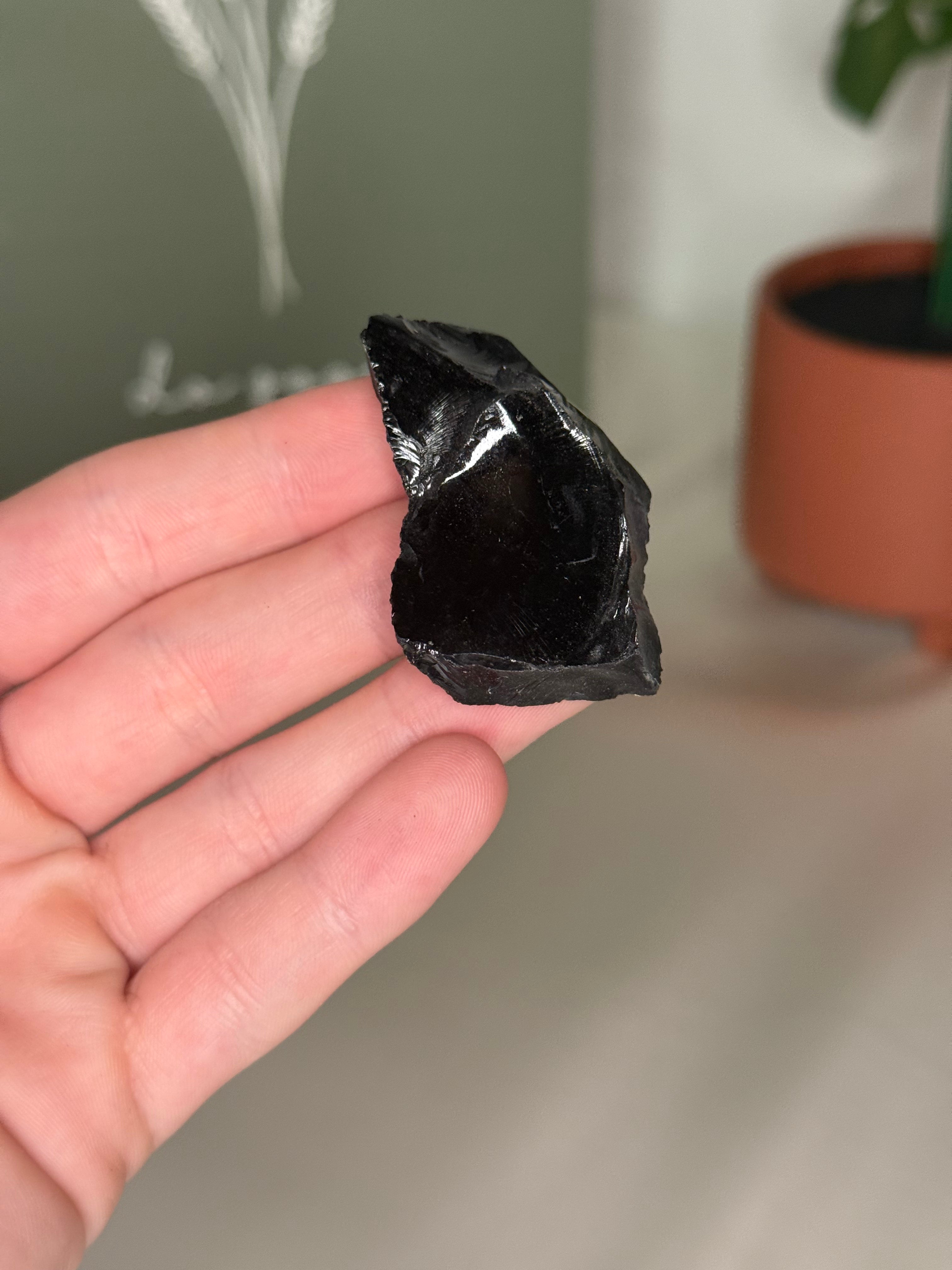Raw black obsidian