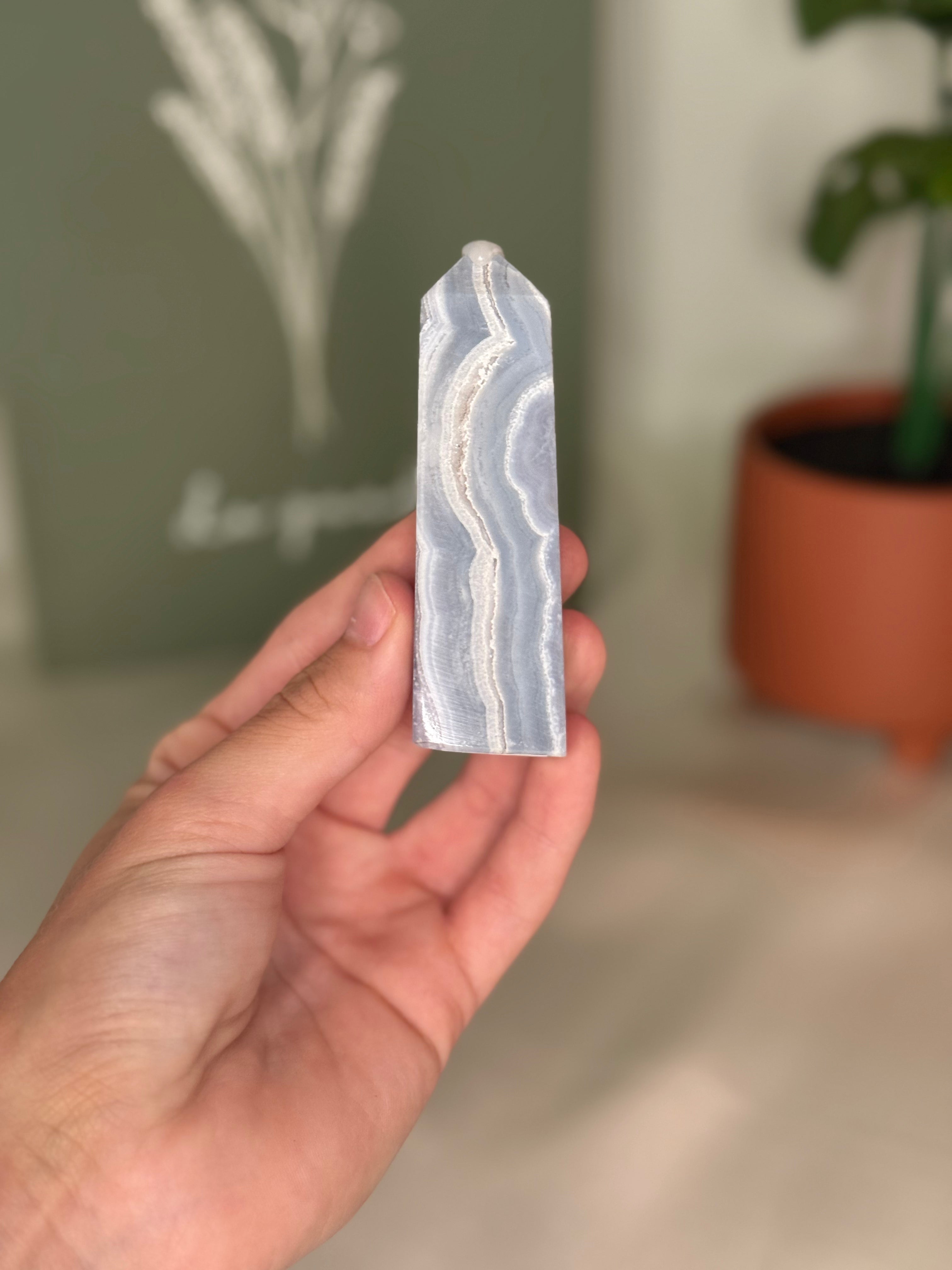 Blue lace agate tower