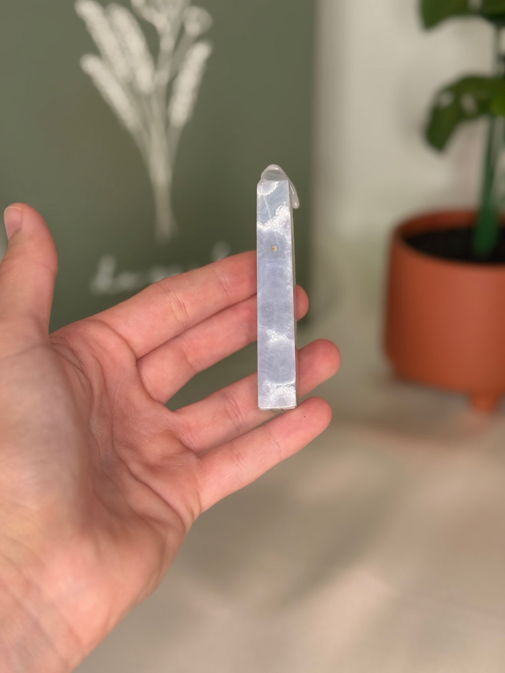 Blue lace agate tower