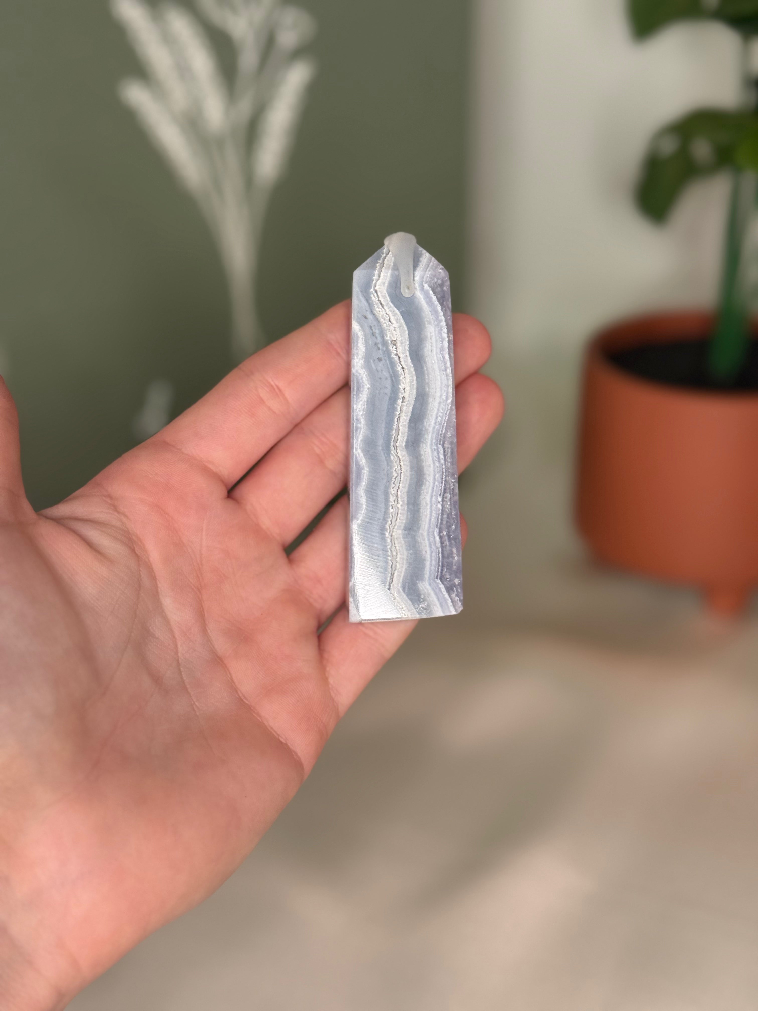 Blue lace agate tower