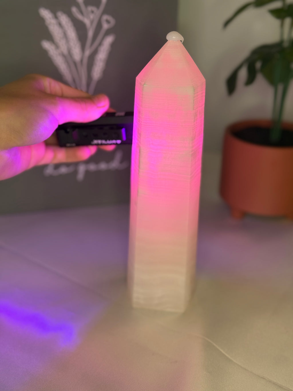 Pink calcite tower (UV reactive)