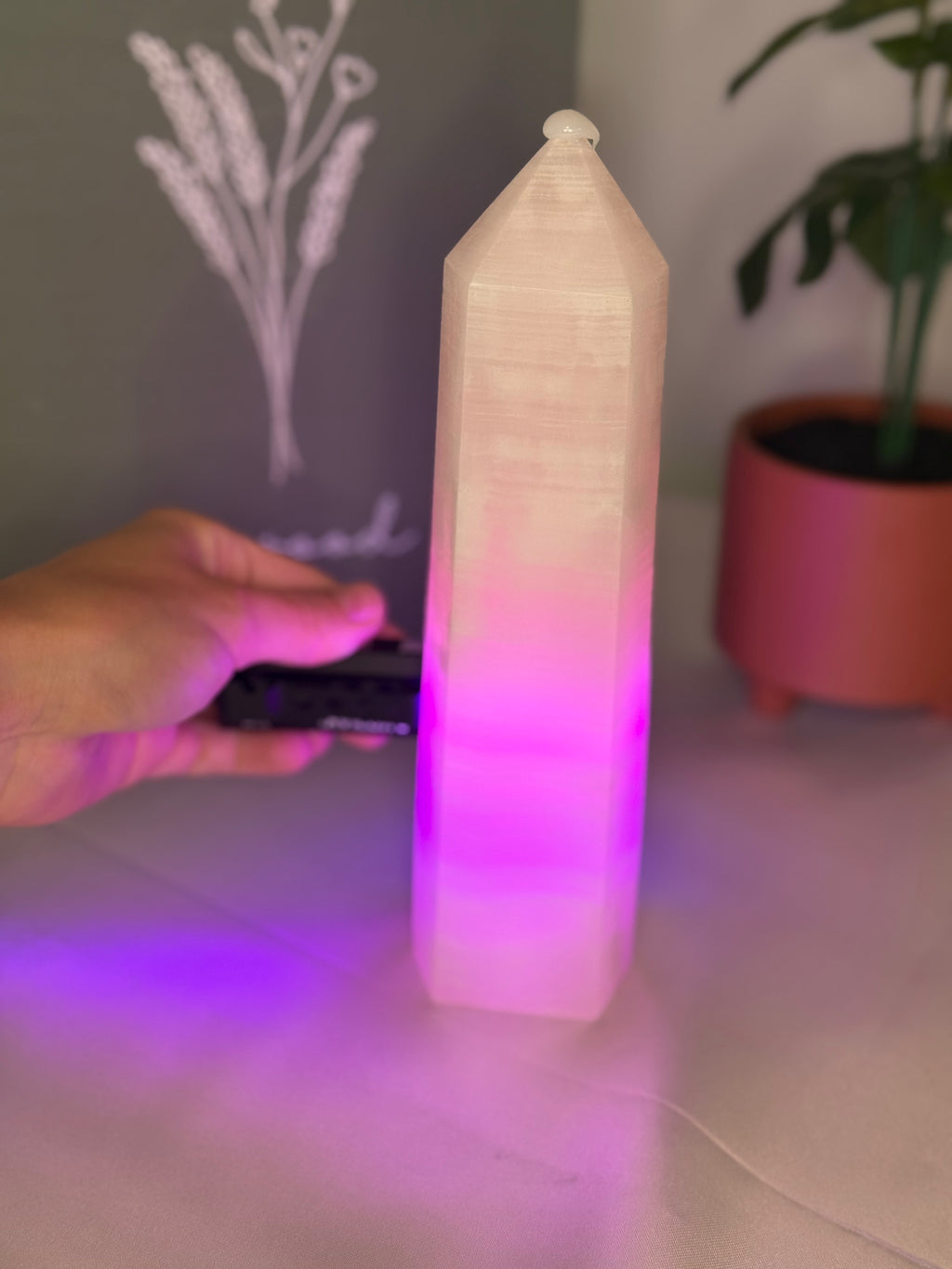 Pink calcite tower (UV reactive)