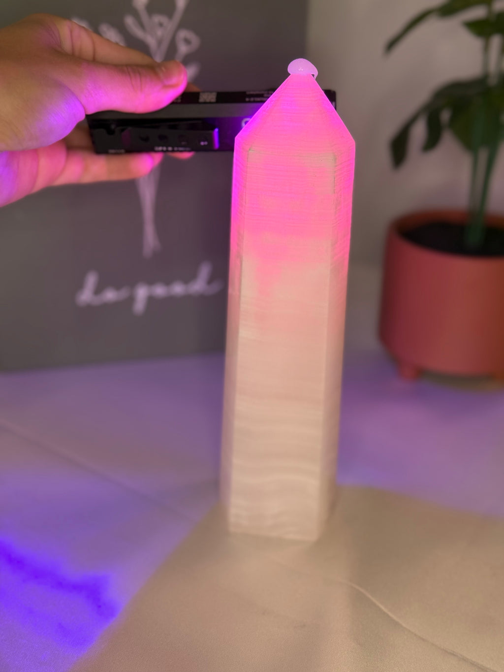 Pink calcite tower (UV reactive)