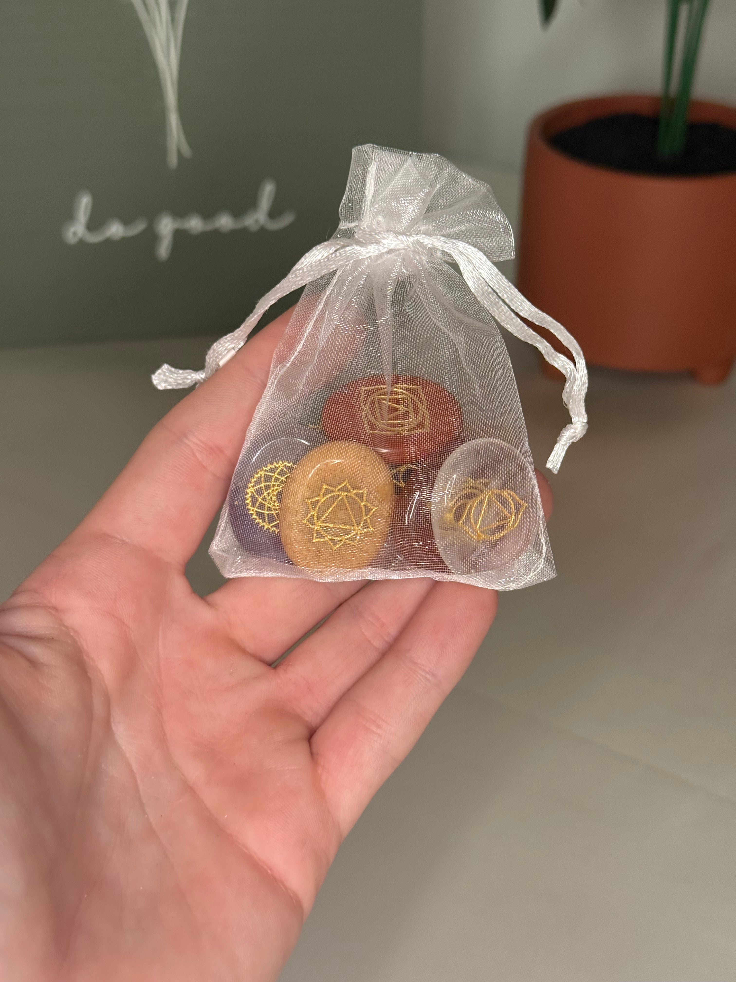 Engraved 7 chakra grab bag