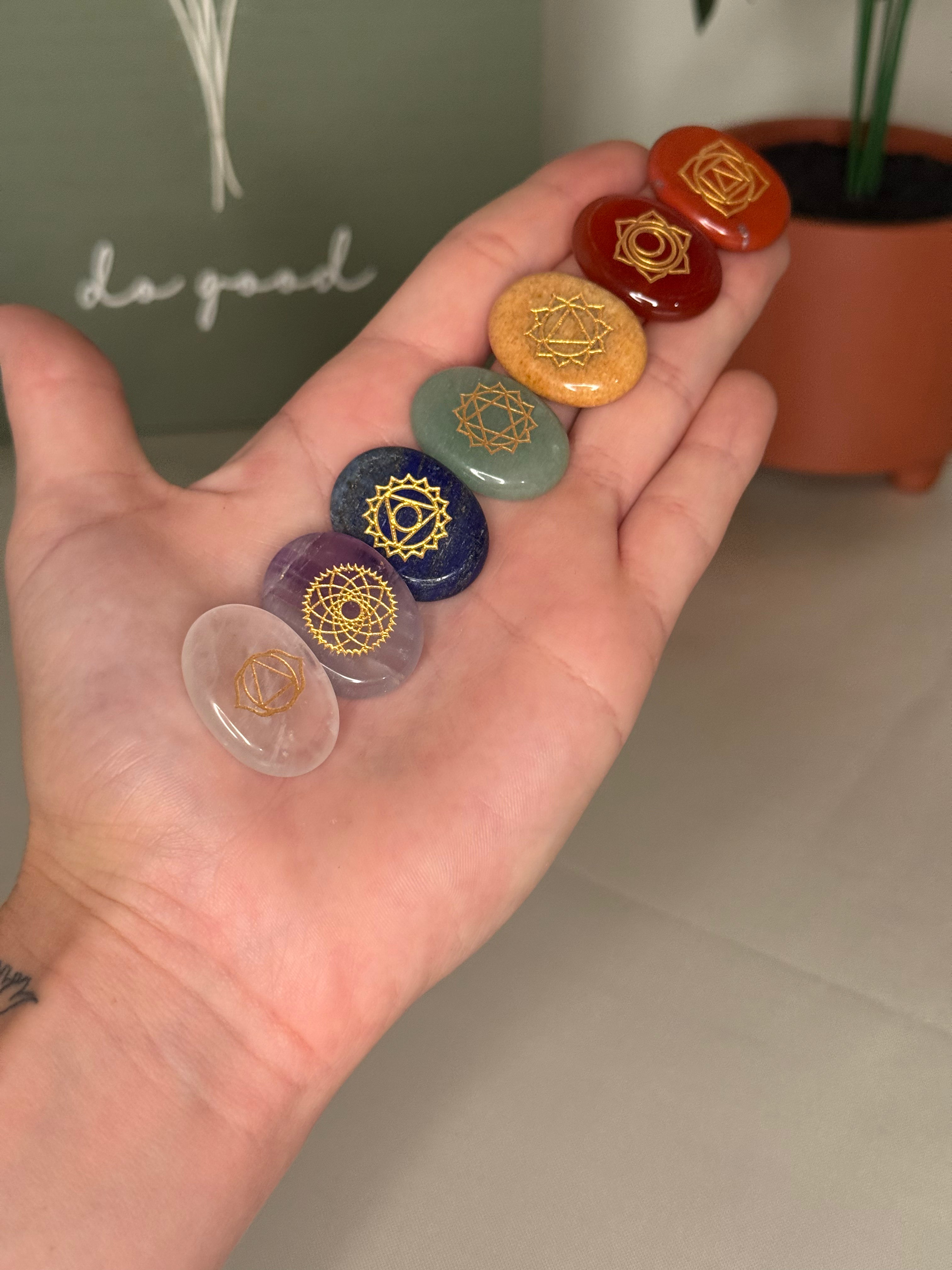 Engraved 7 chakra grab bag