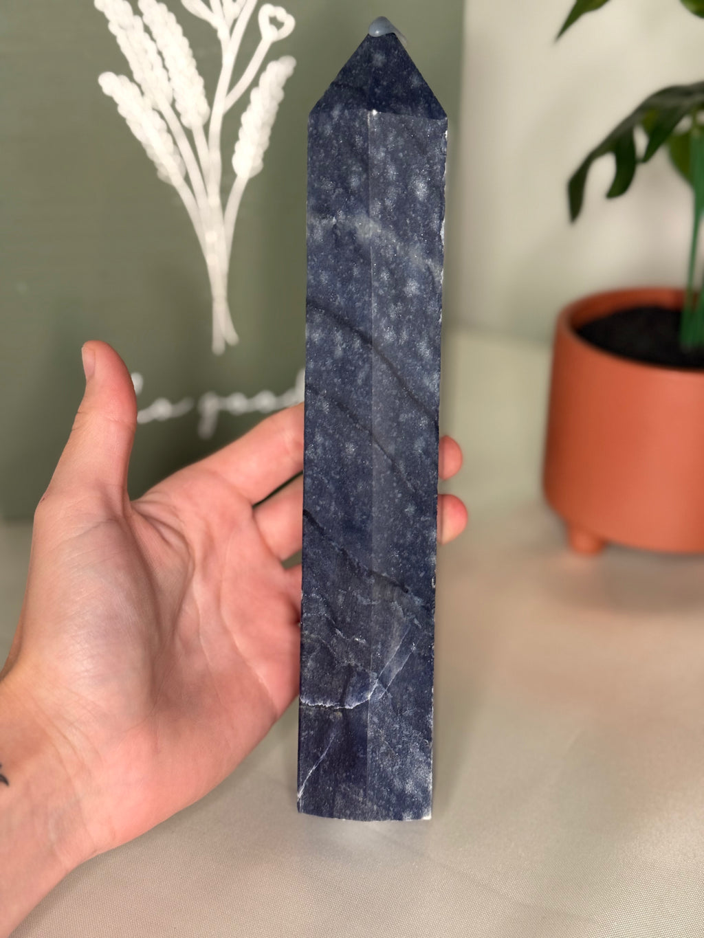 Large blue aventurine tower