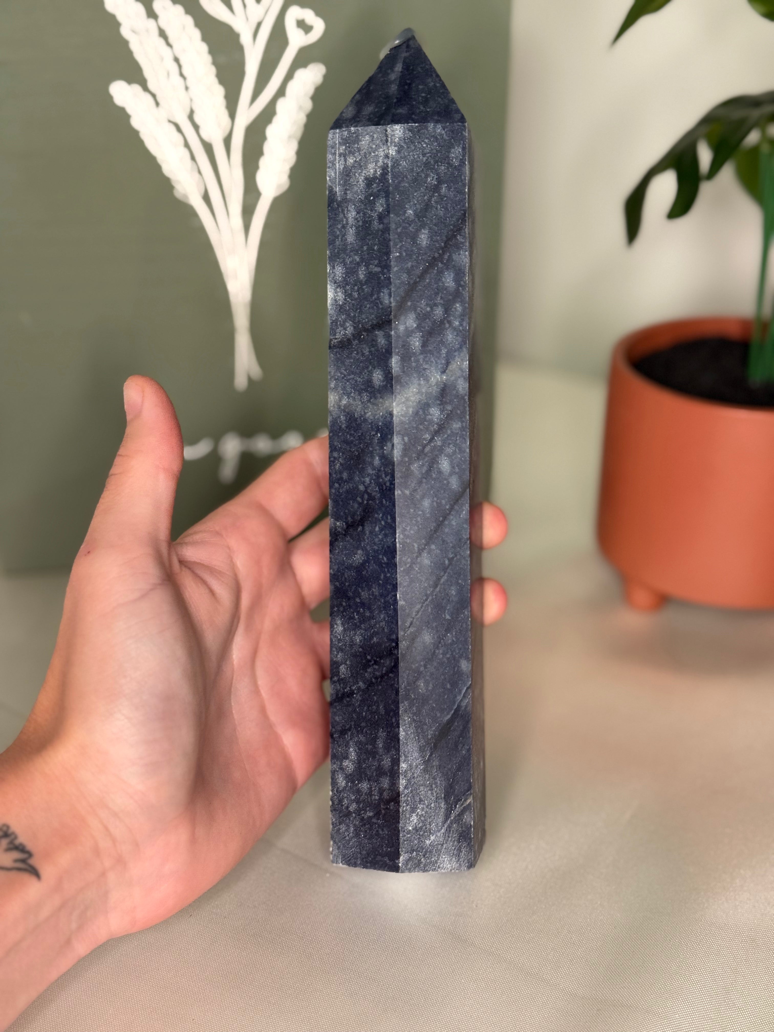 Large blue aventurine tower