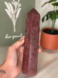 Large strawberry quartz tower