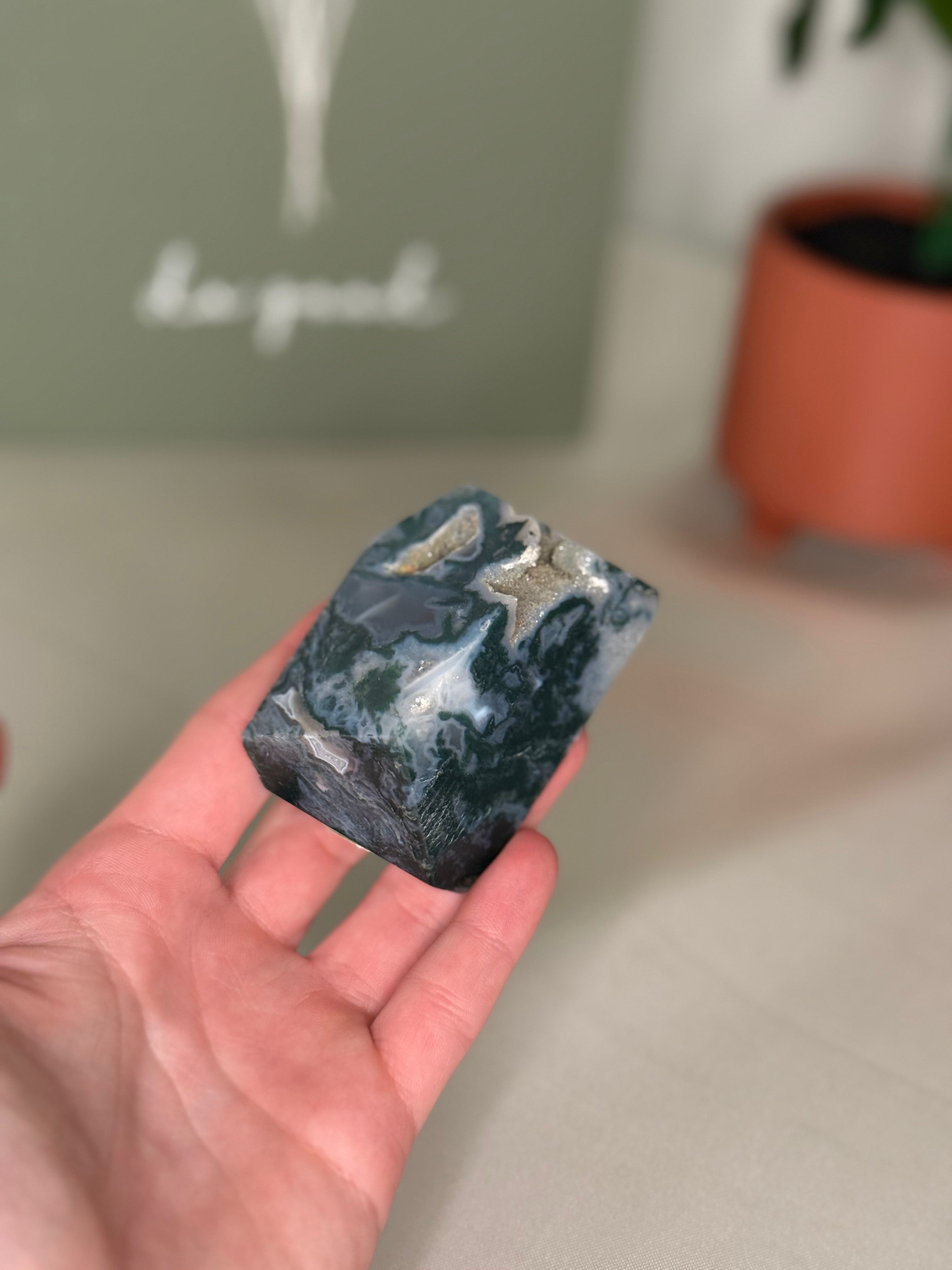 Moss agate freeforms