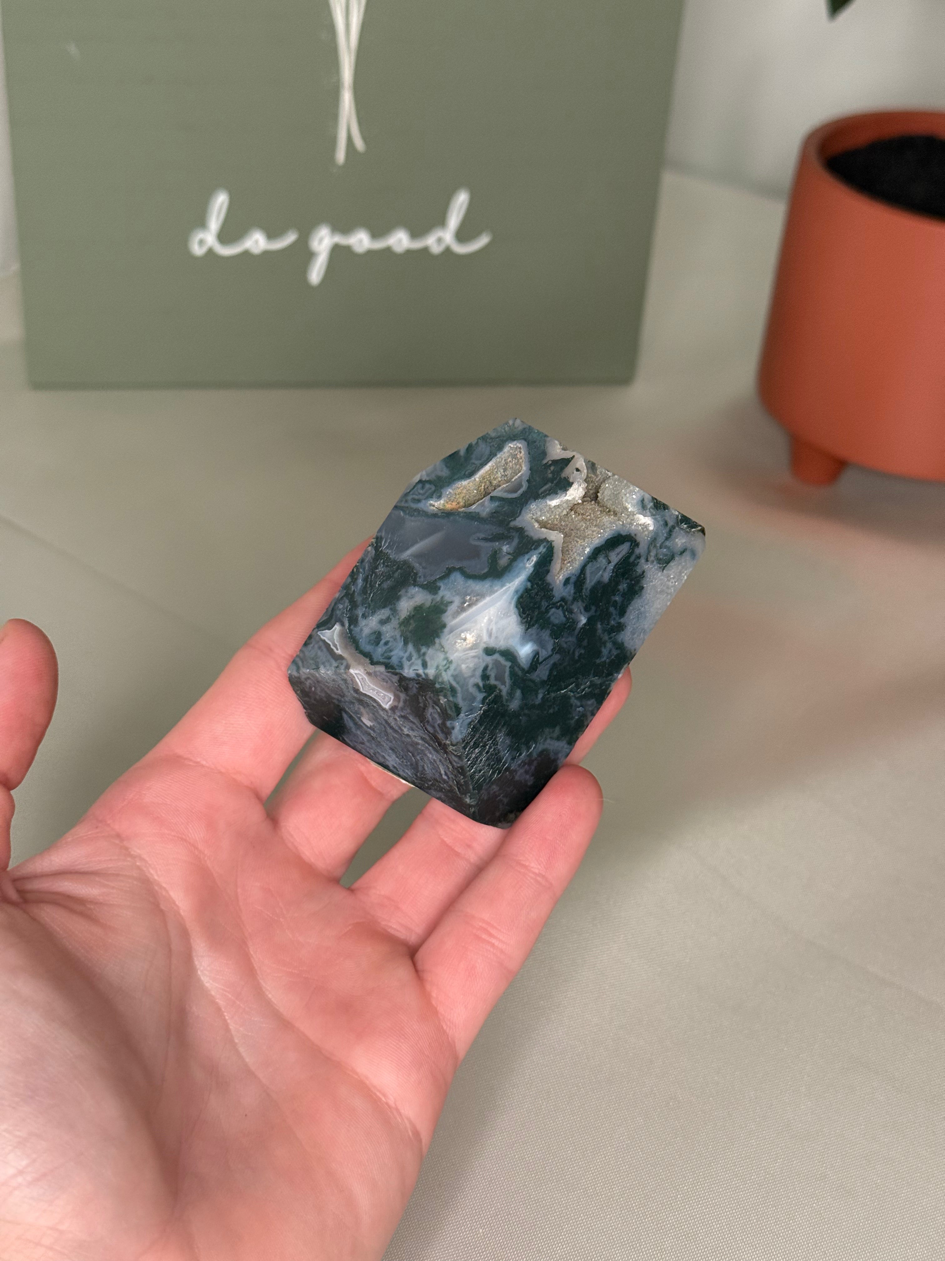 Moss agate freeforms