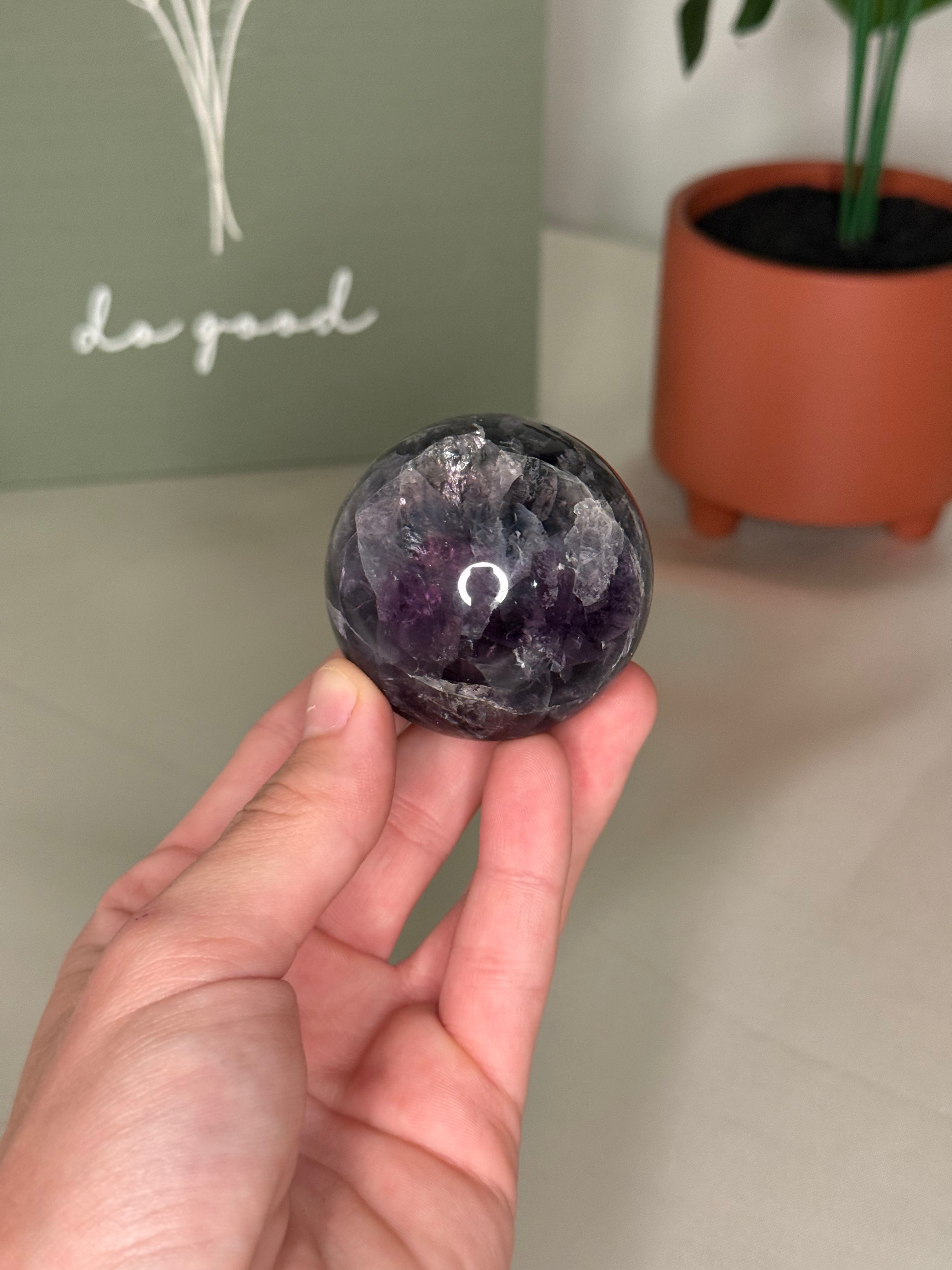 Rainbow fluorite sphere