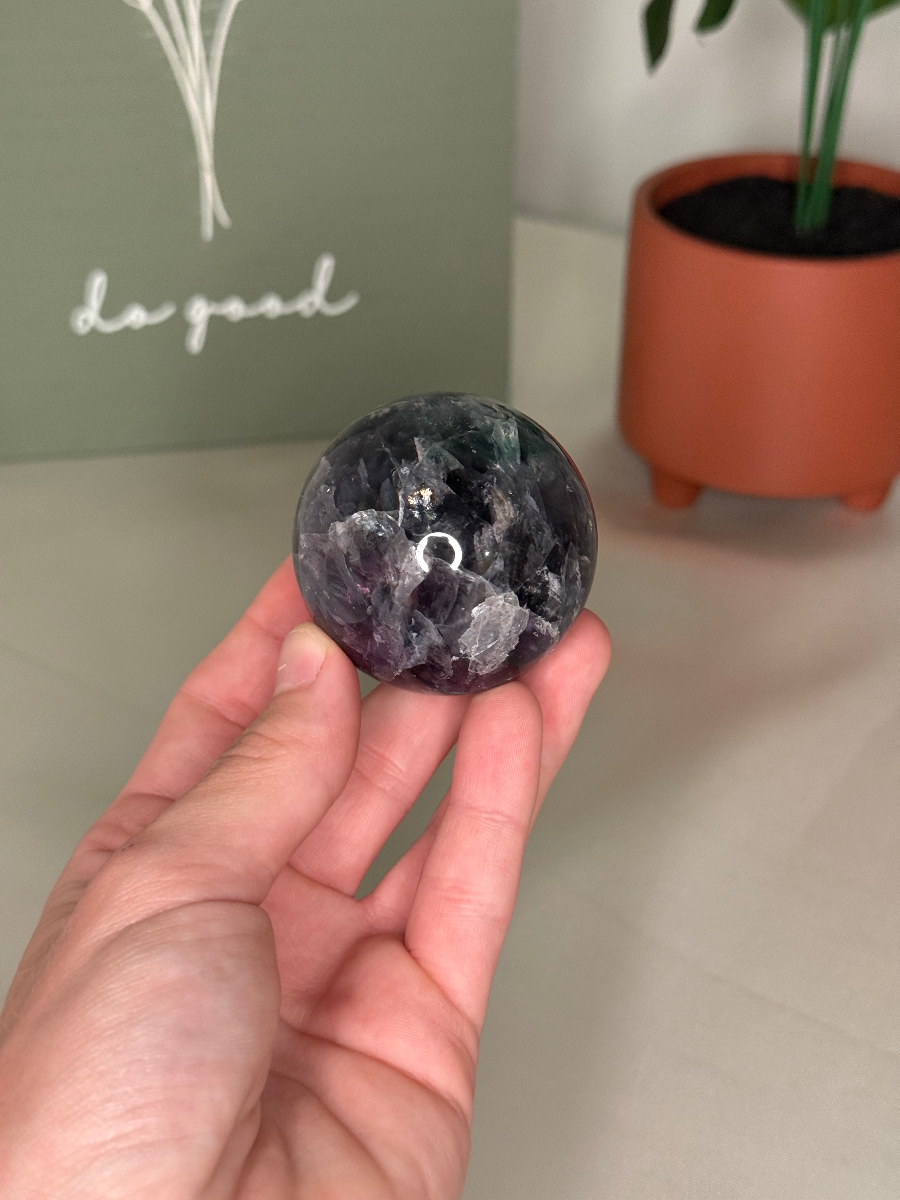 Rainbow fluorite sphere