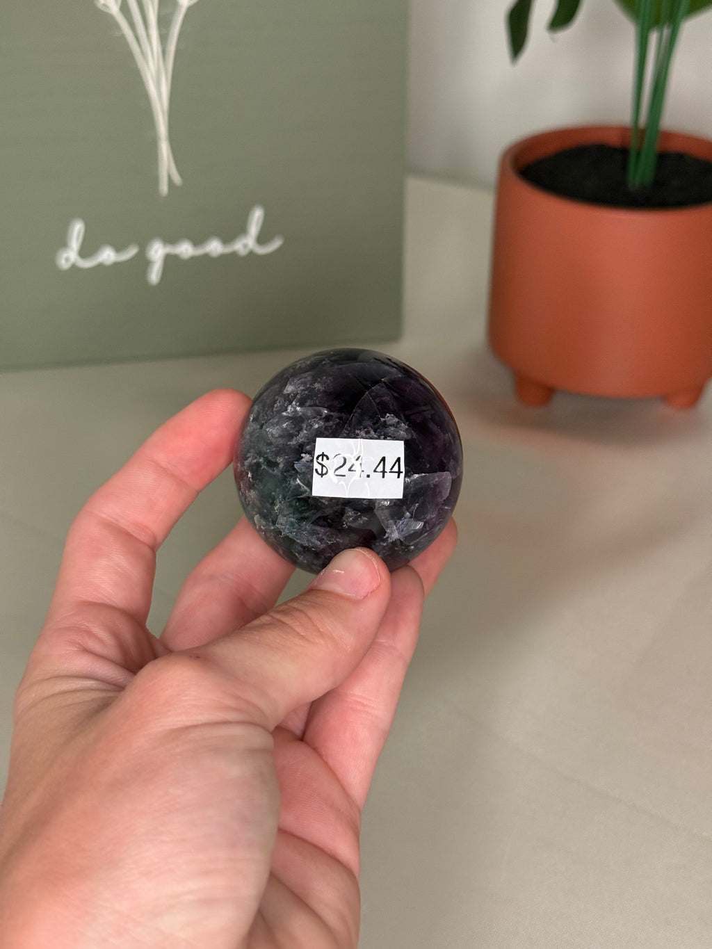 Rainbow fluorite sphere