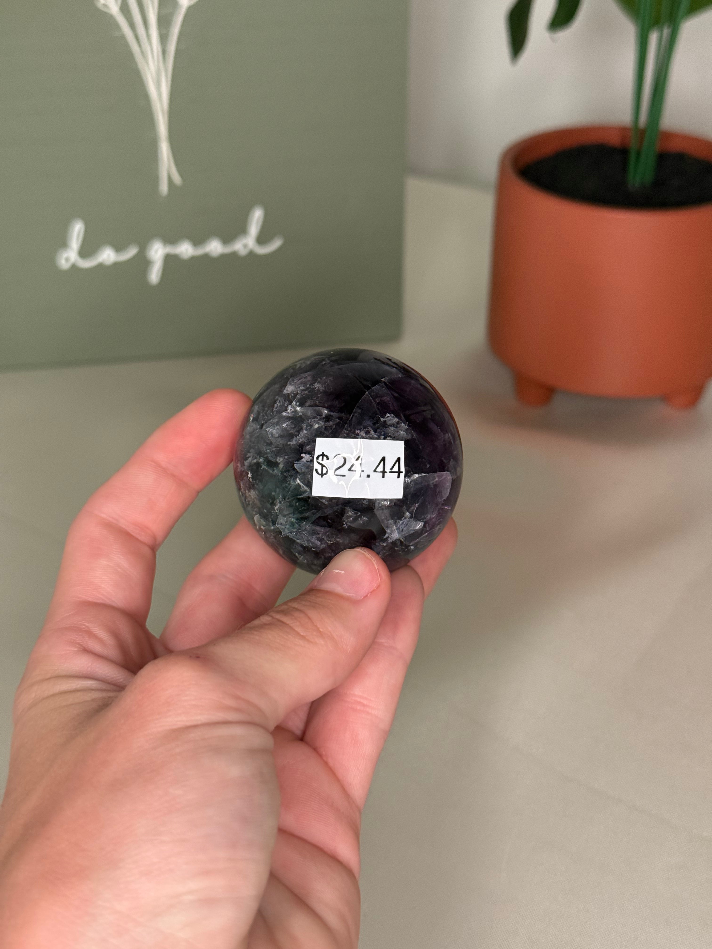 Rainbow fluorite sphere