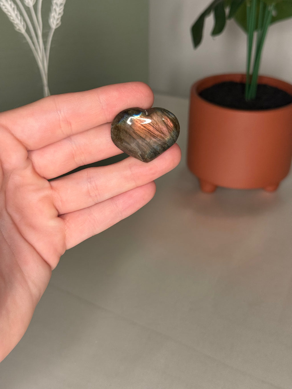 Flashy labradorite hearts