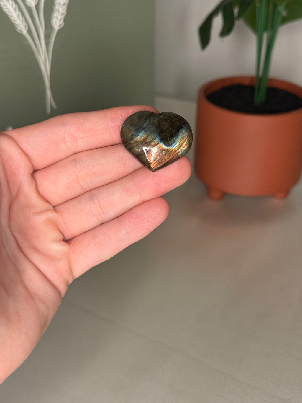 Flashy labradorite hearts