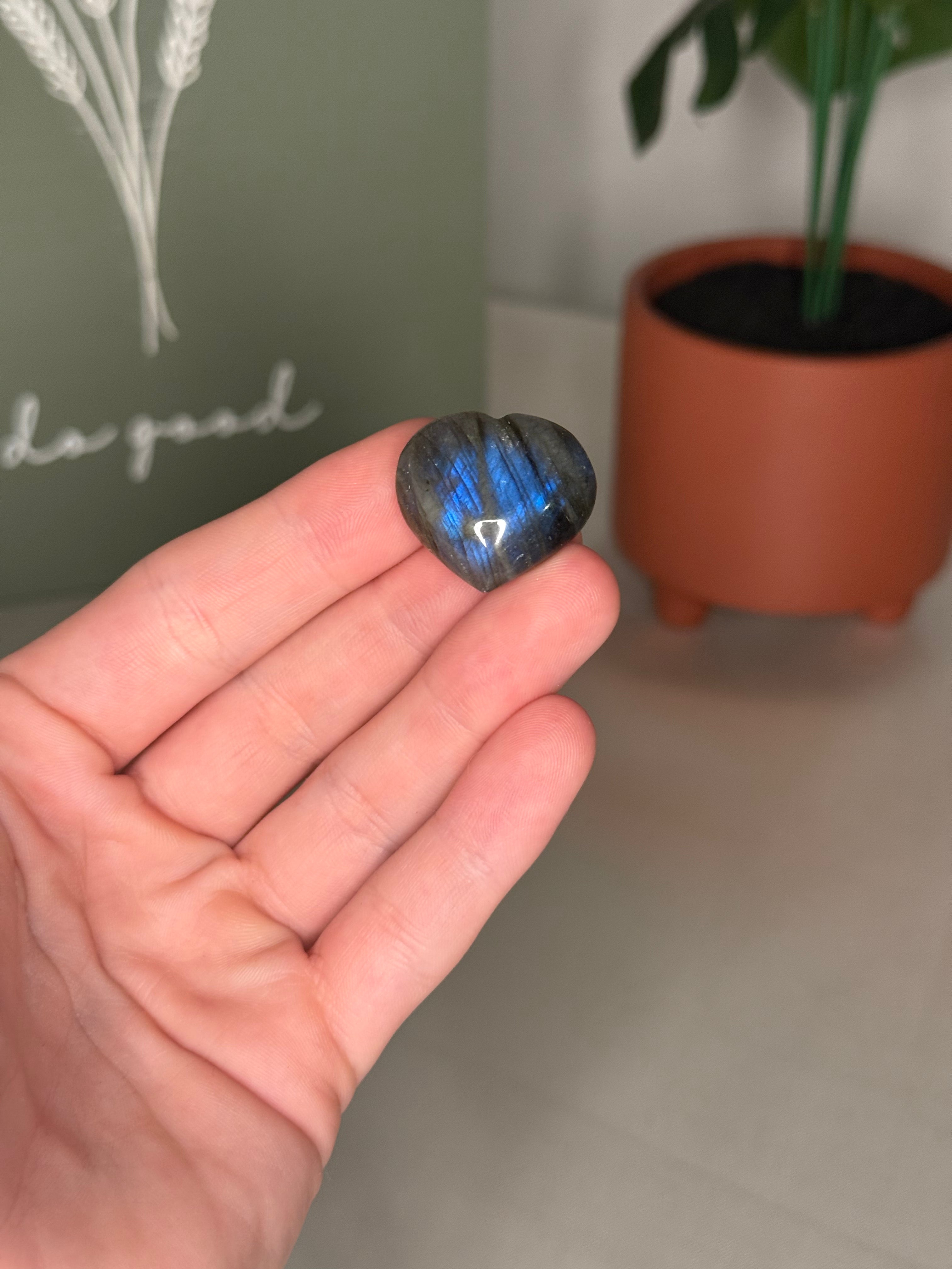 Flashy labradorite hearts