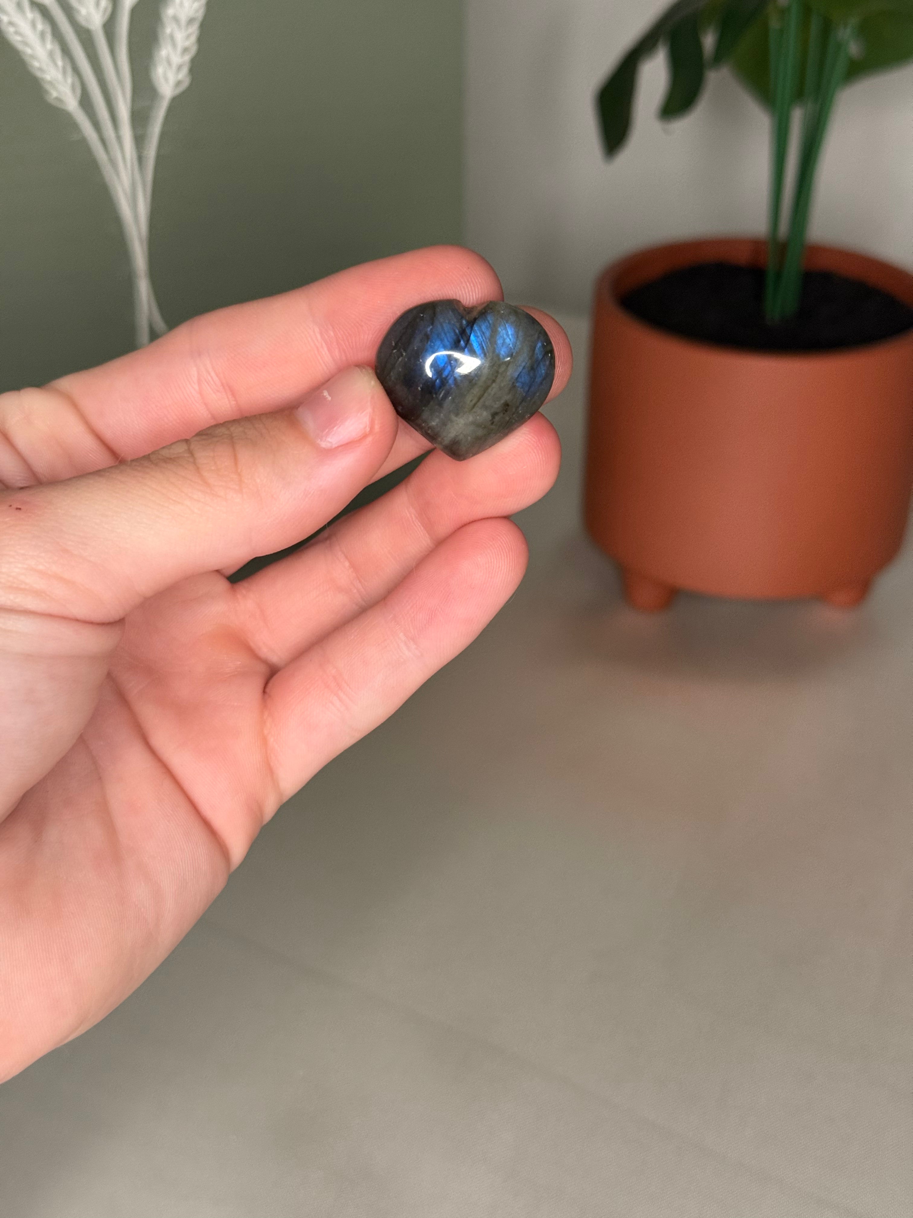 Flashy labradorite hearts