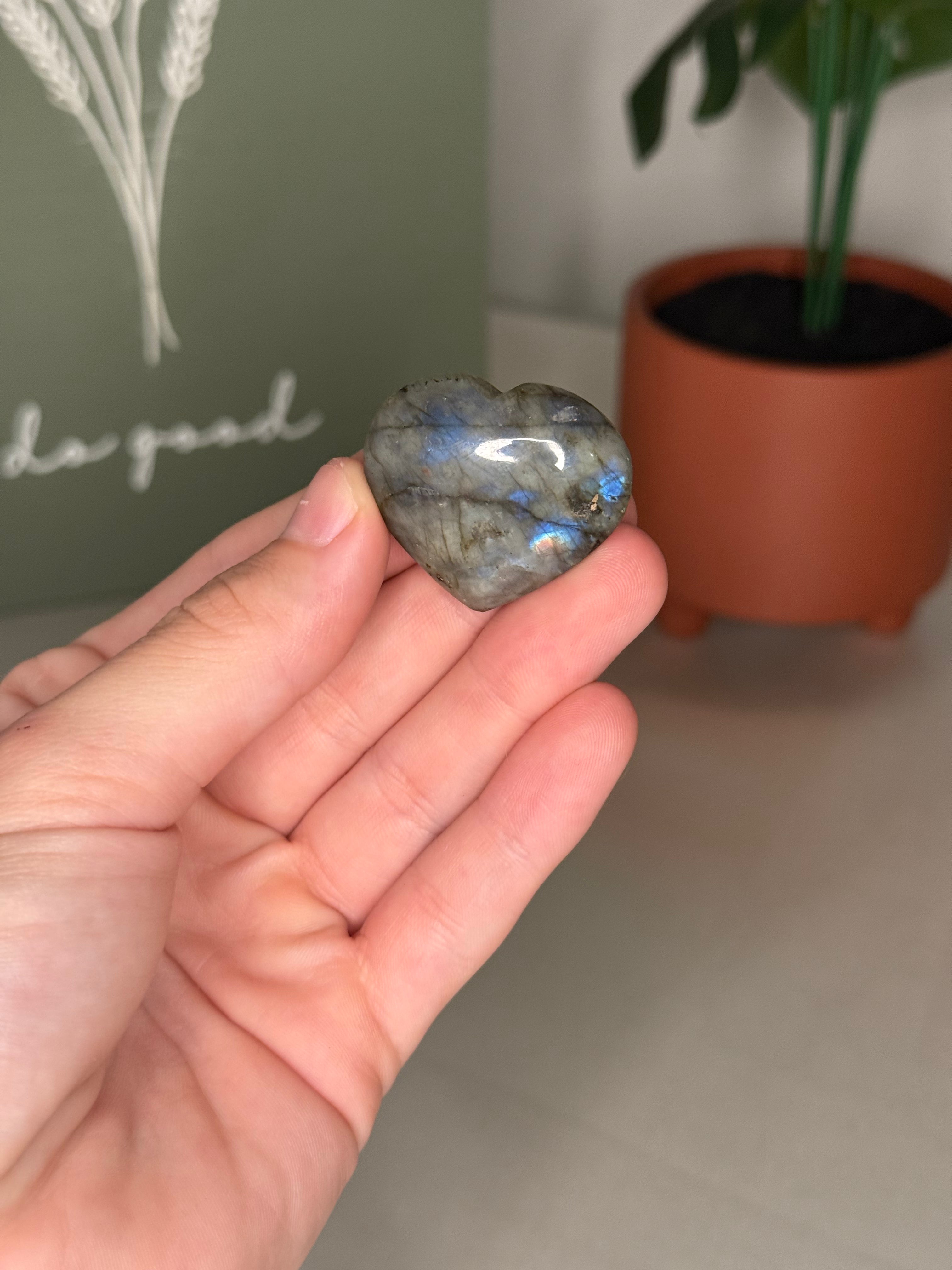 Flashy labradorite hearts