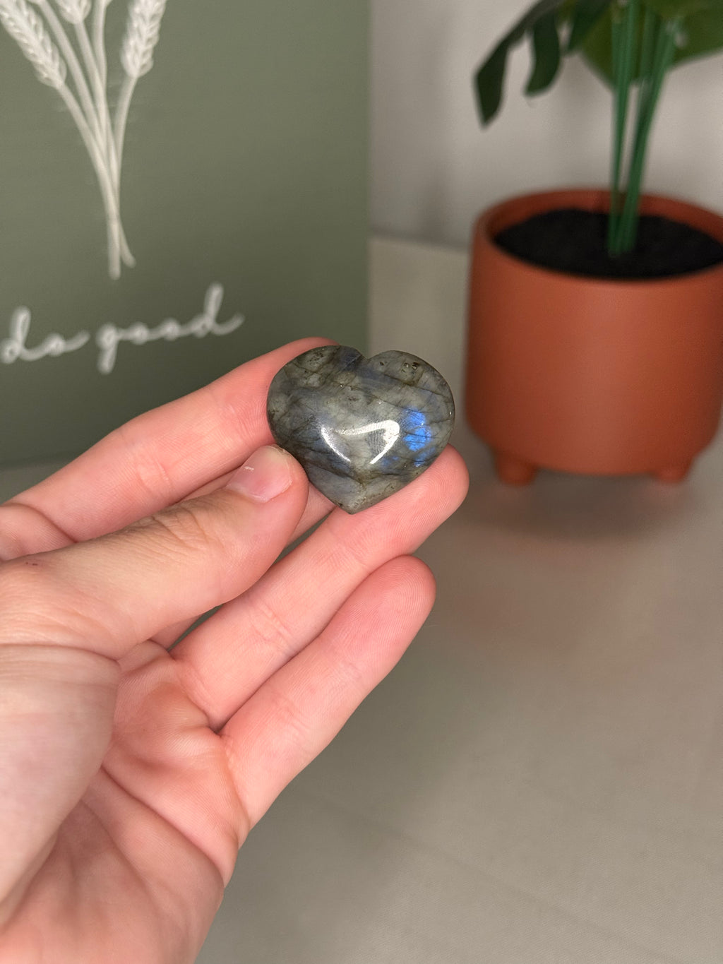 Flashy labradorite hearts