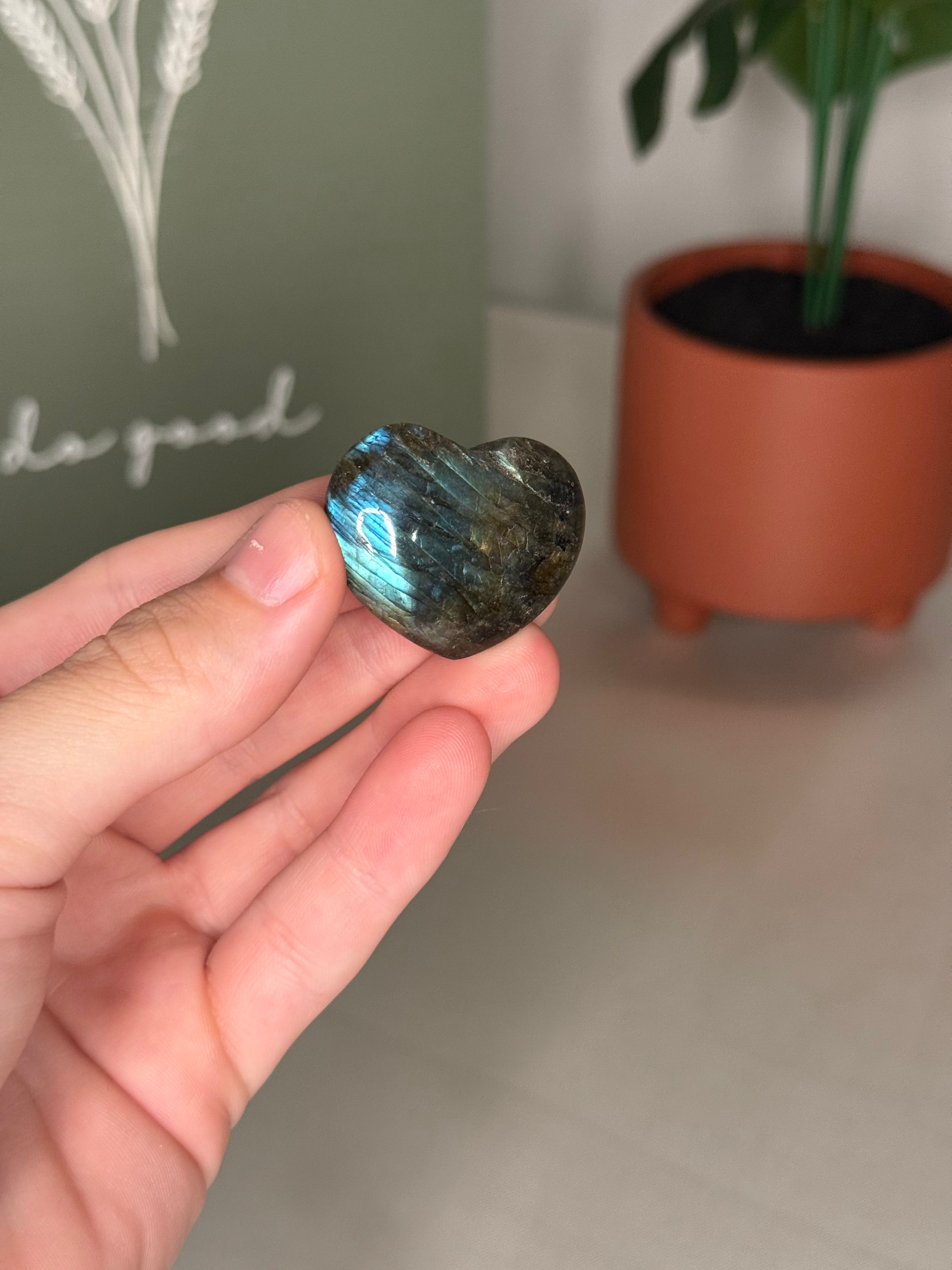 Flashy labradorite hearts