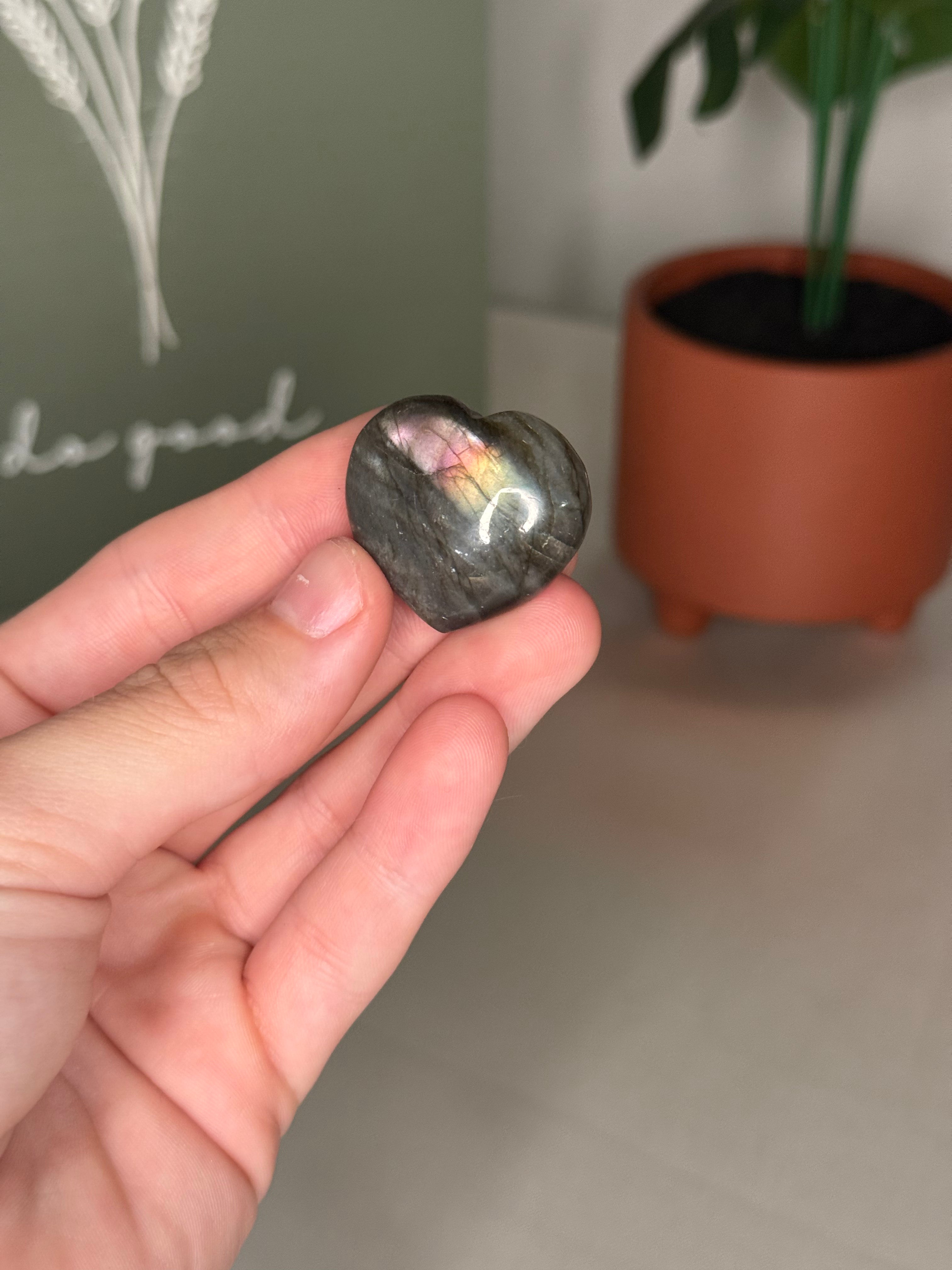 Flashy labradorite hearts