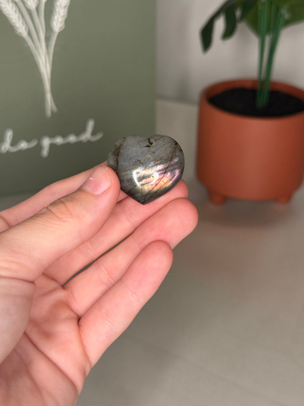 Flashy labradorite hearts