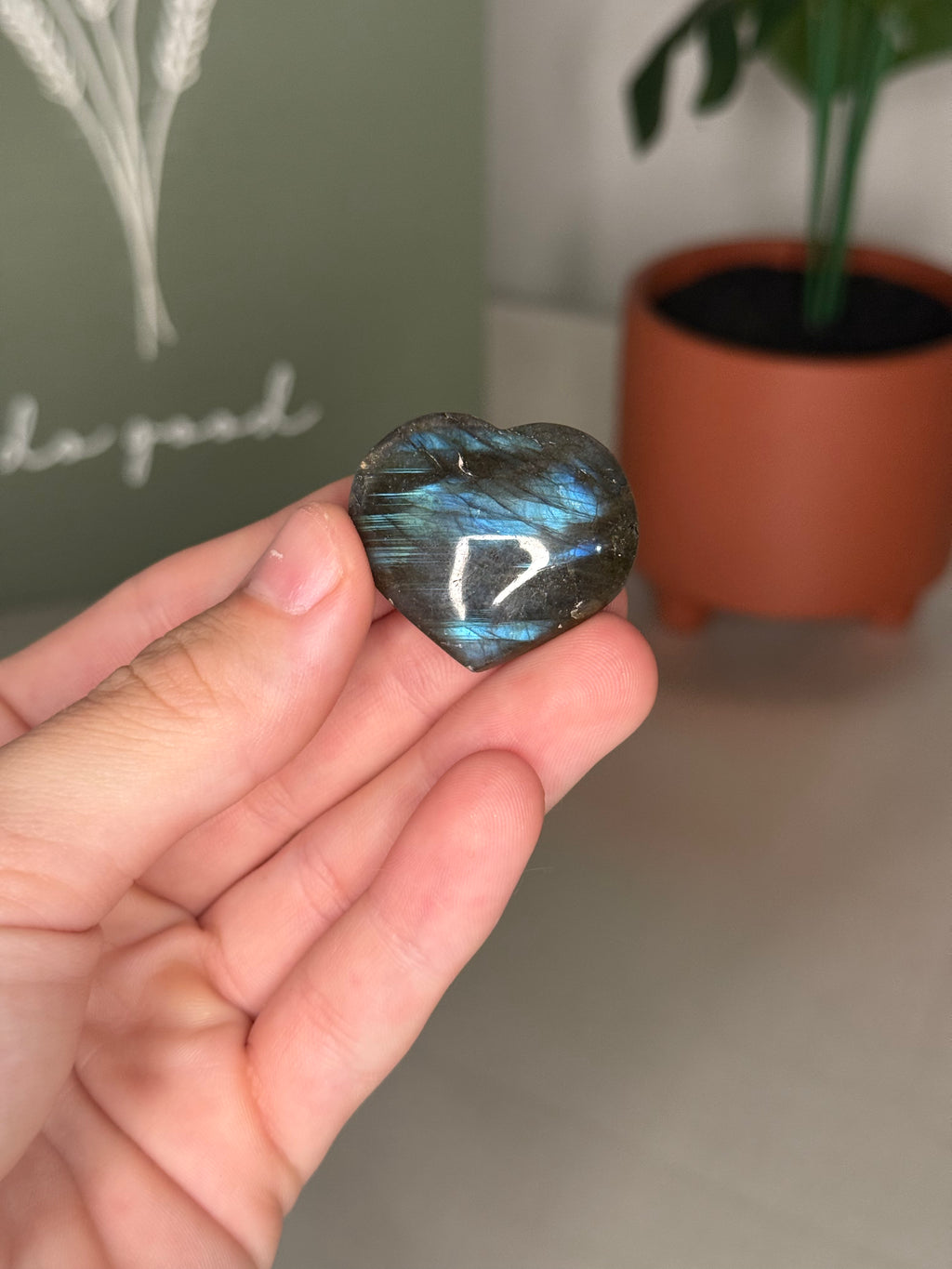Flashy labradorite hearts