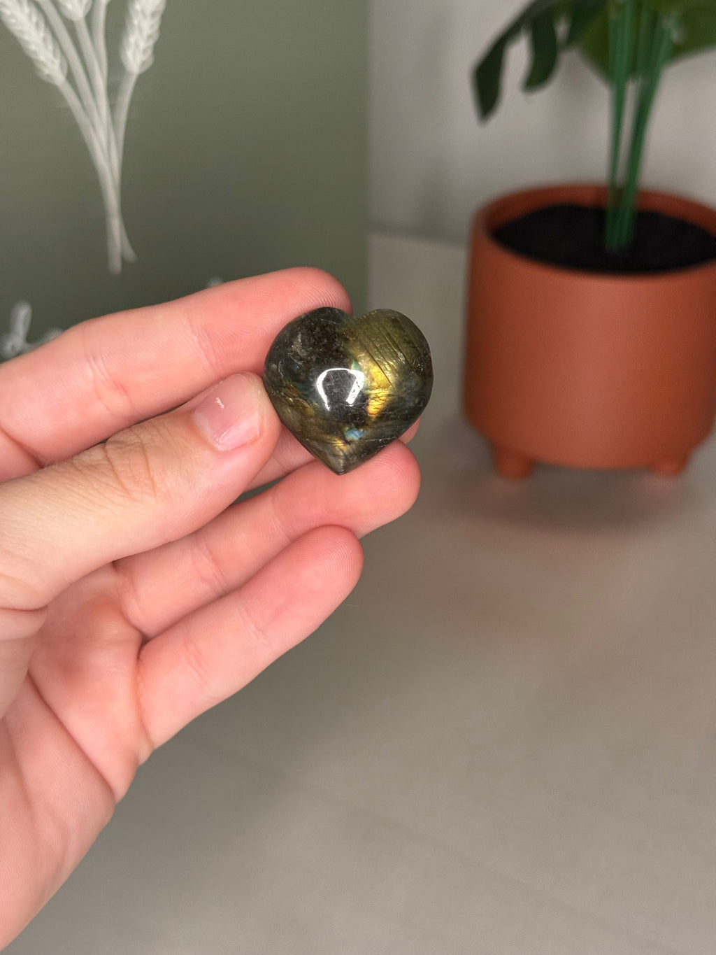 Flashy labradorite hearts