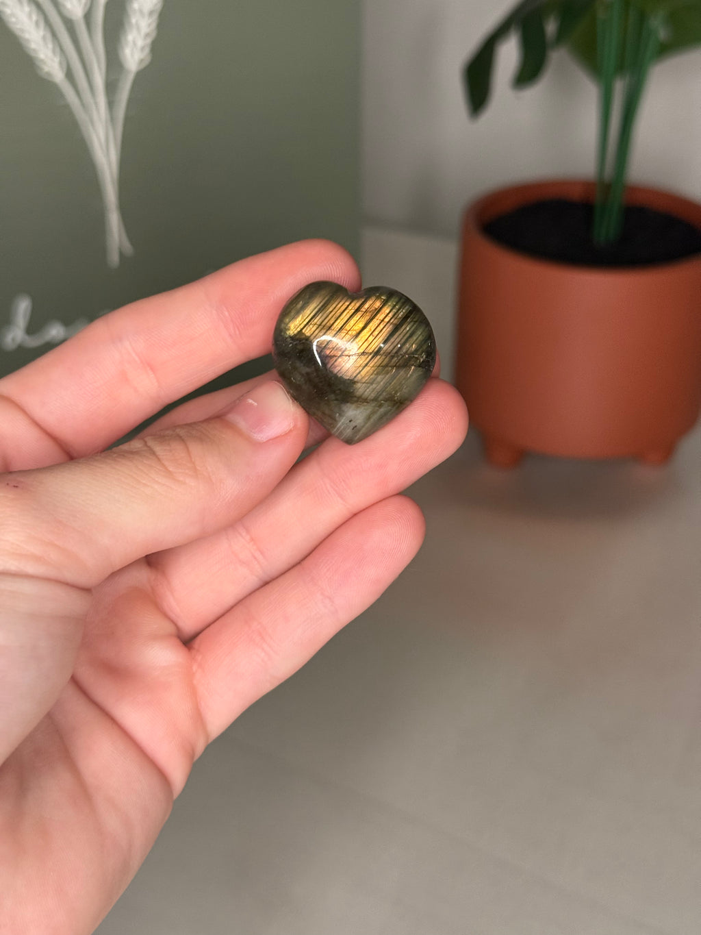 Flashy labradorite hearts