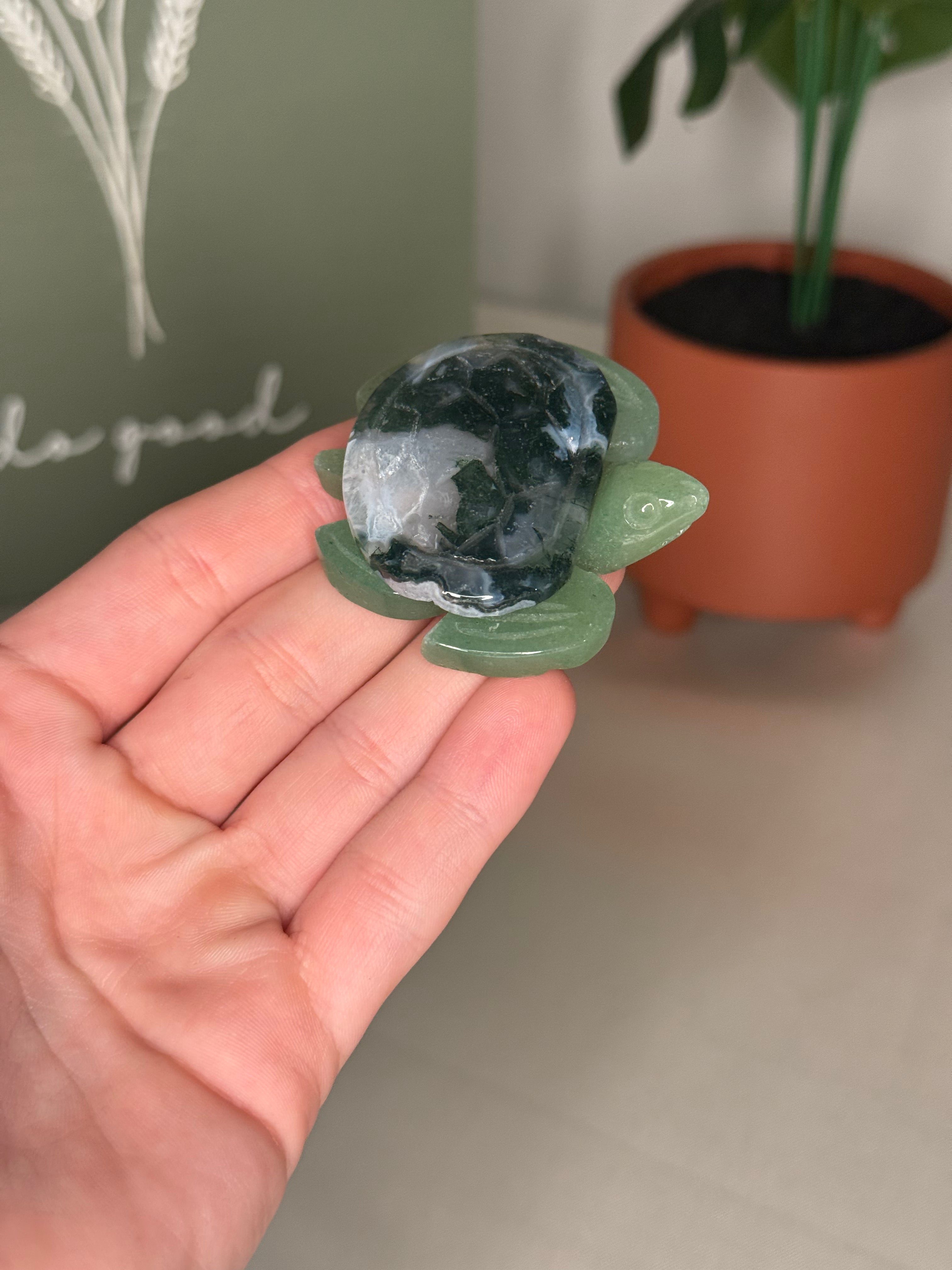 Moss agate turtle
