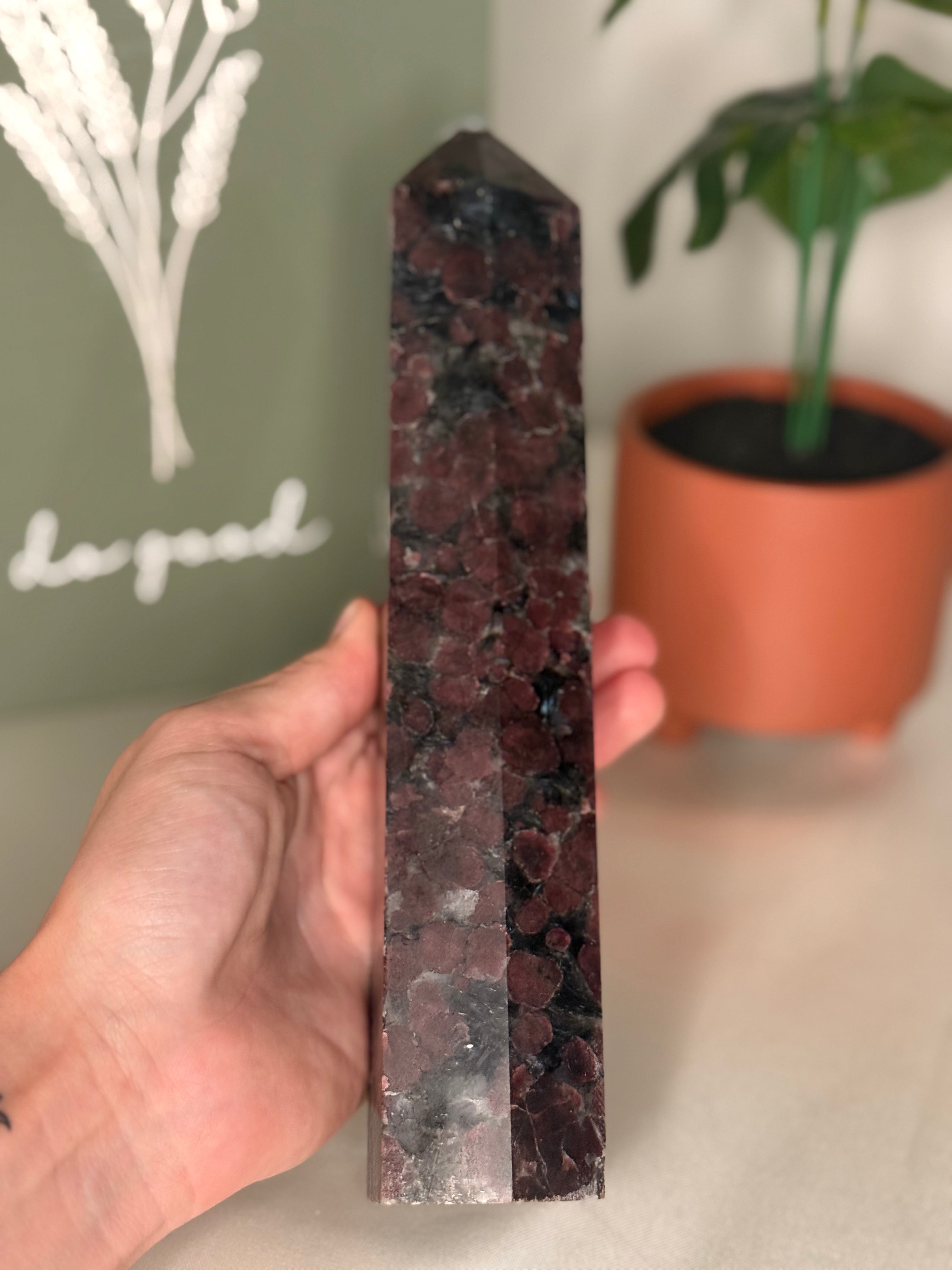 Large garnet tower with fireworks