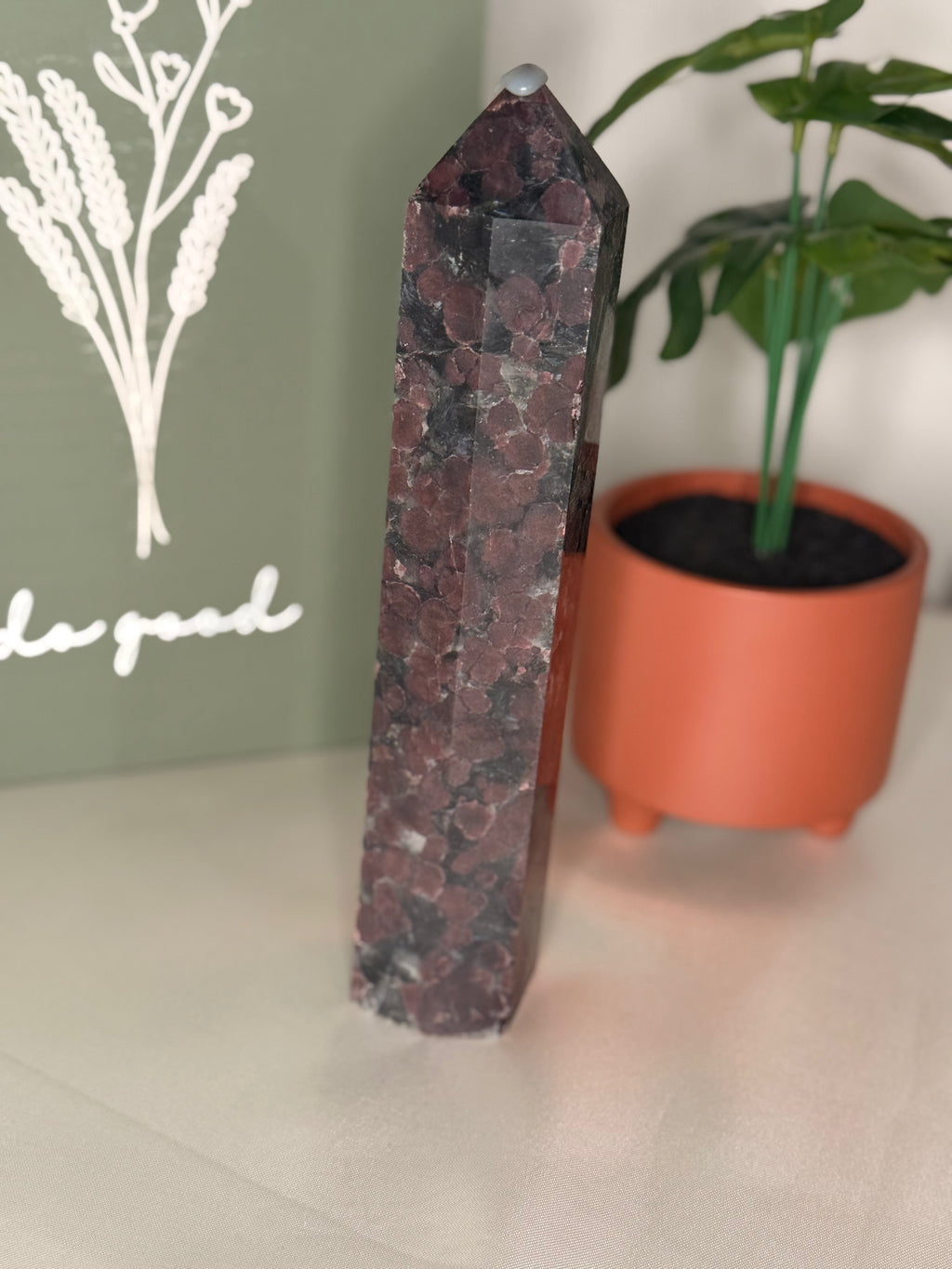 Large garnet tower with fireworks