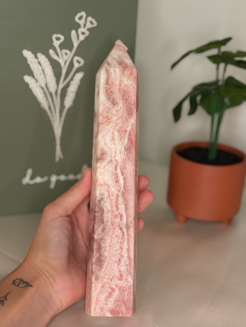 Large pink opal tower