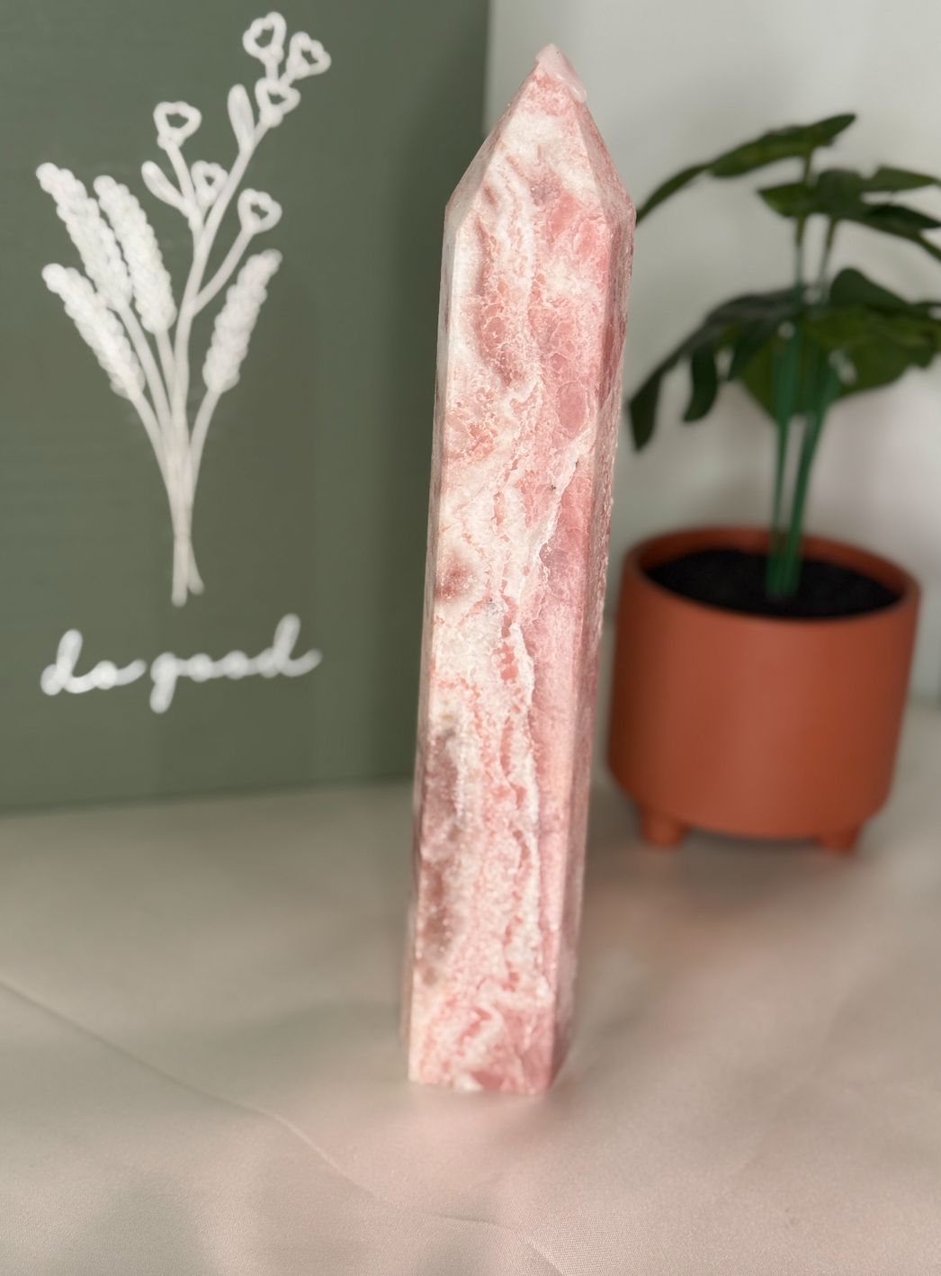 Large pink opal tower