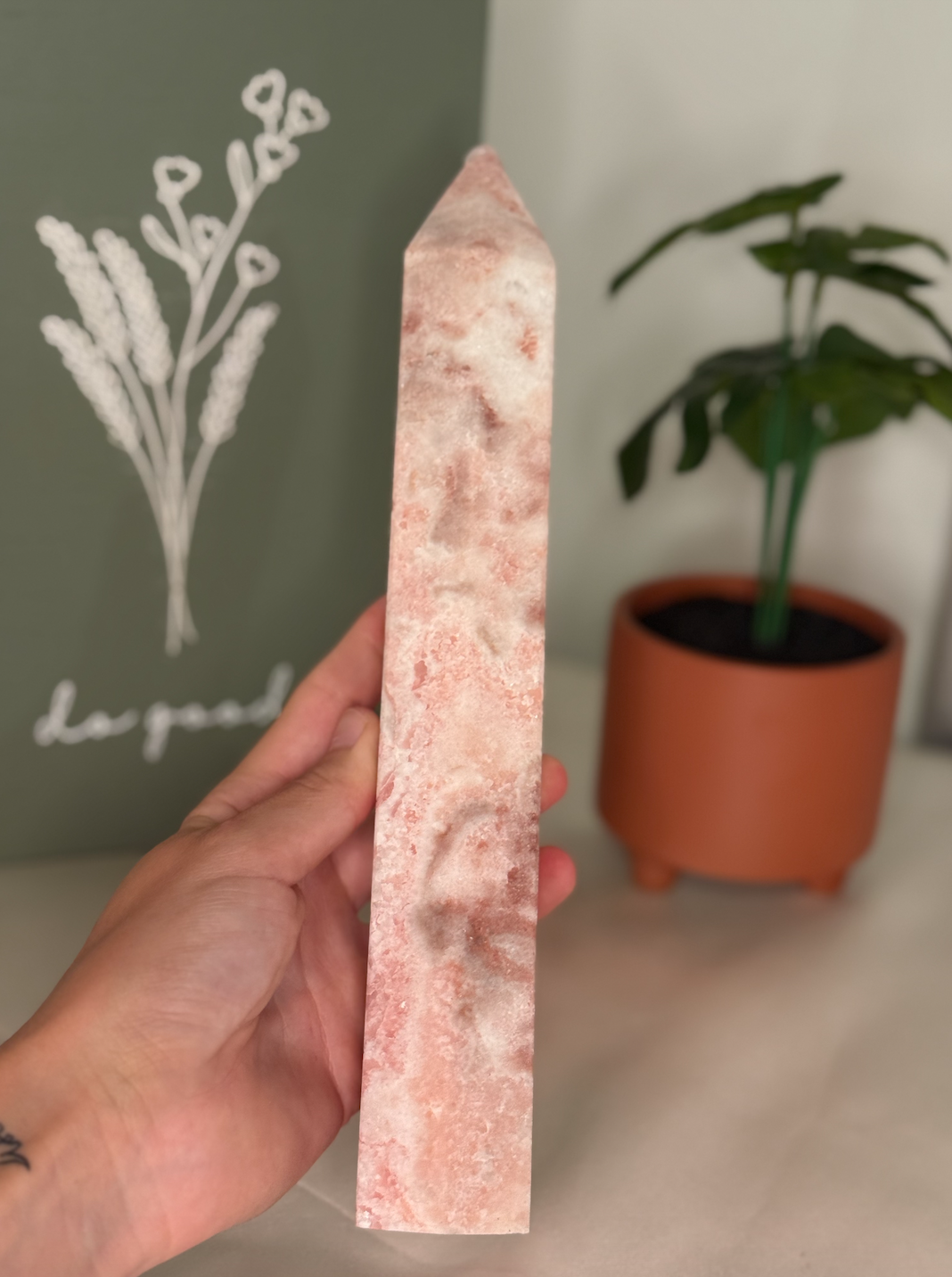 Large pink opal tower